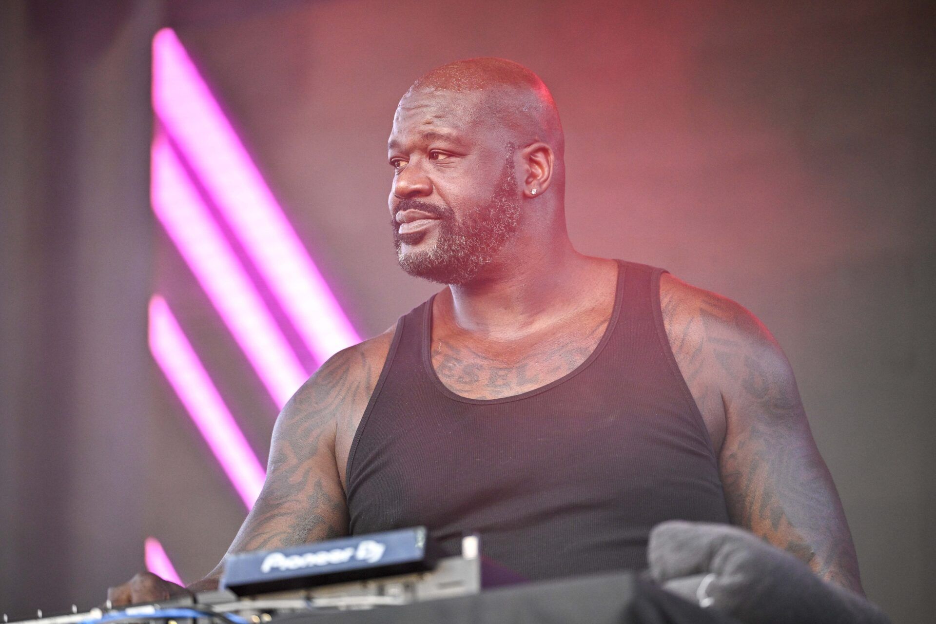 Shaquille O'Neal, also known as DJ Diesel, performs before the 2025 Cotton Bowl and quarterfinal game of the College Football Playoff at AT&T Stadium.