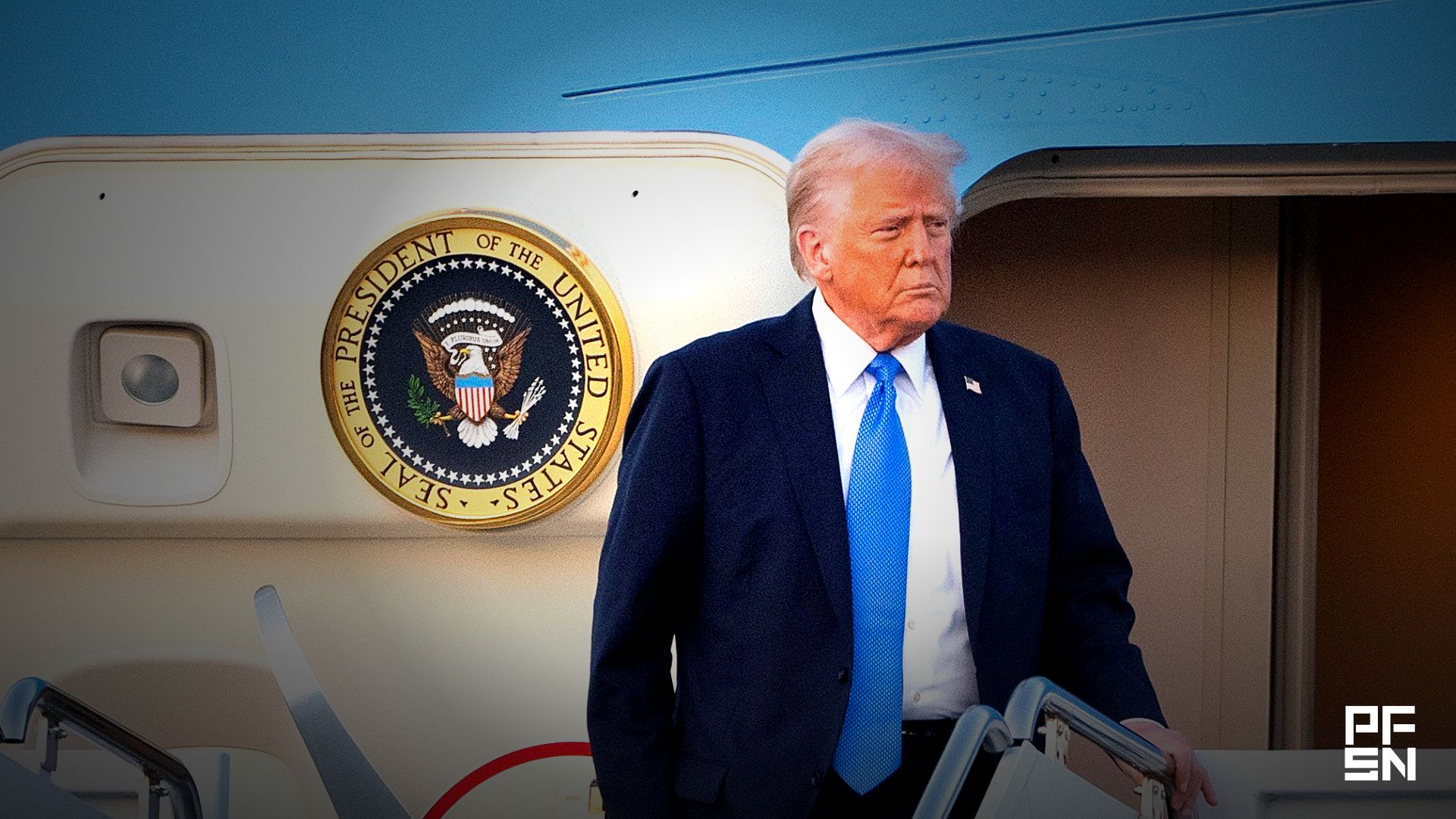 President DFonald Trump stepping off Air Force One