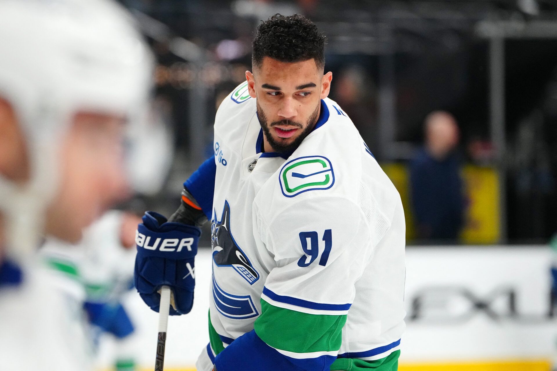 Vancouver Canucks left wing Evander Kane (91) at T-Mobile Arena.