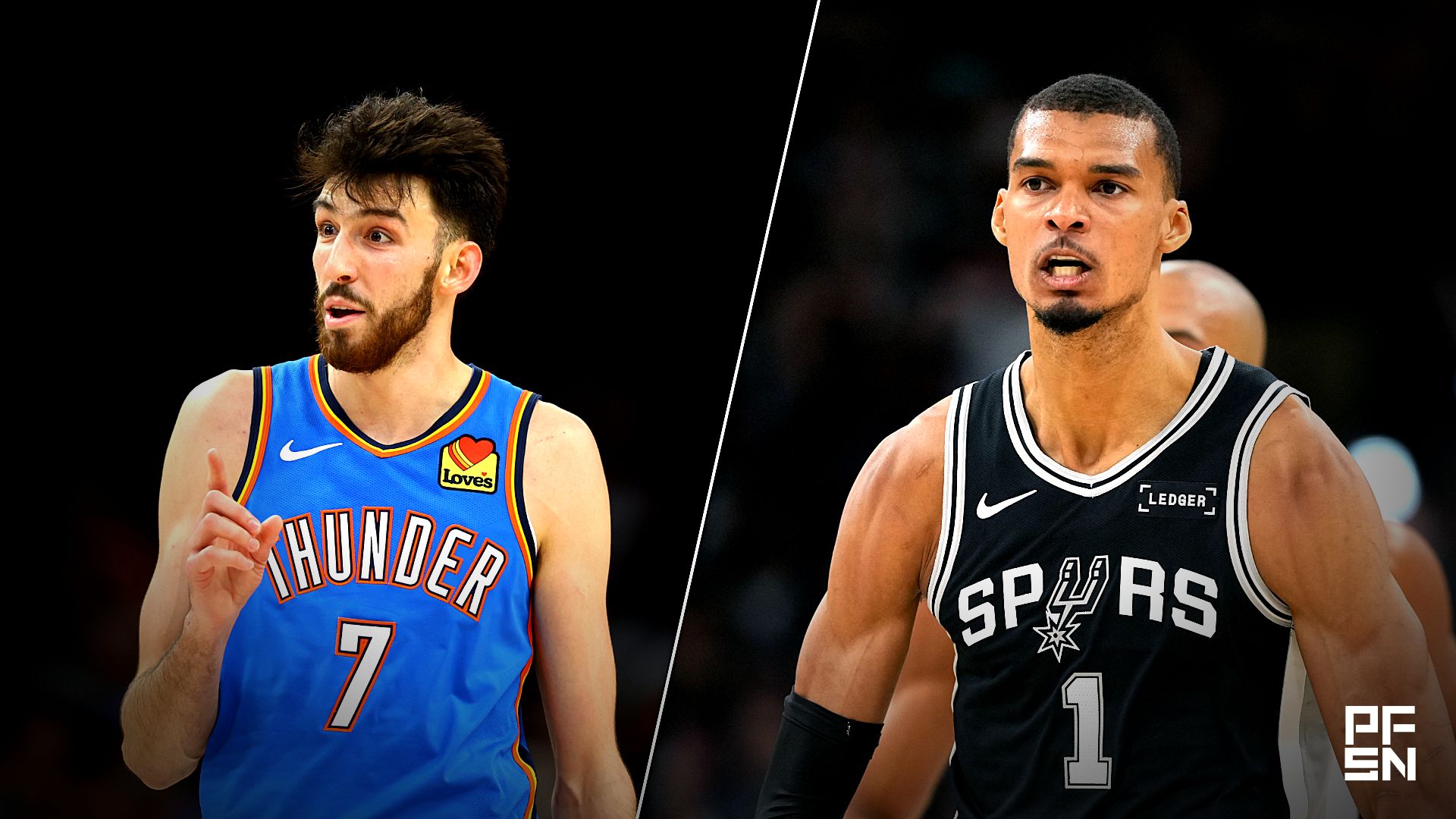 Collage featuring NBA: Playoffs-Oklahoma City Thunder at Phoenix Suns and NBA: Playoffs-Minnesota Timberwolves at San Antonio Spurs.
Mark J. Rebilas-Imagn Images / Scott Wachter-Imagn Images