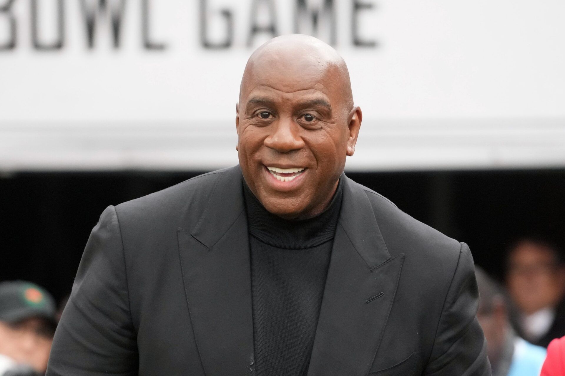 Magic Johnson at the 2025 Rose Bowl and quarterfinal game of the College Football Playoff at Rose Bowl Stadium.