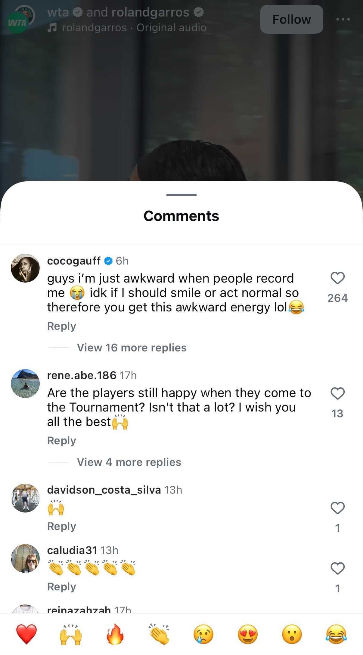 Screengrab of Coco Gauff's Comment