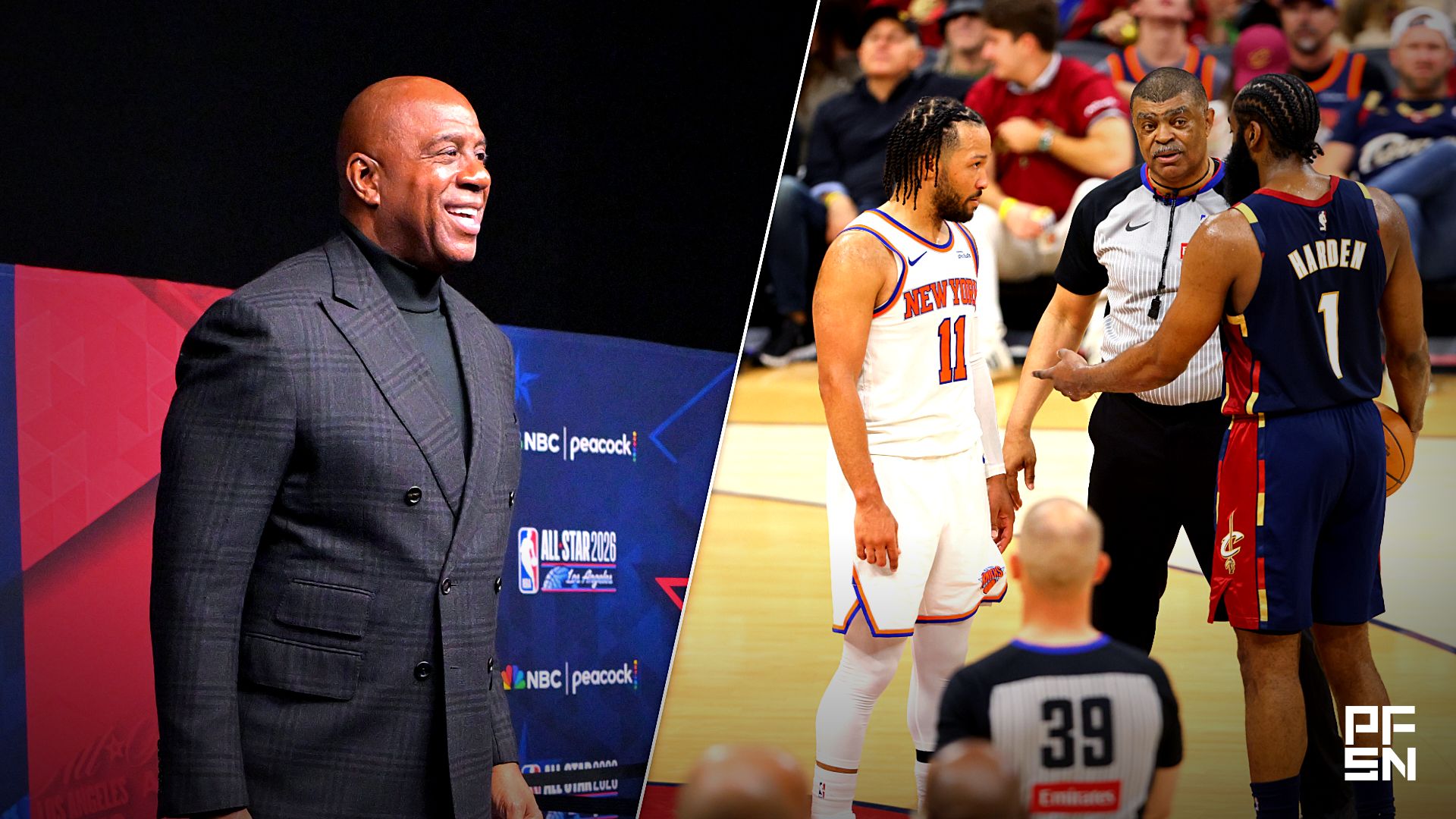 Collage featuring NBA: All Star-Red Carpet and NBA: Playoffs-New York Knicks at Cleveland Cavaliers.
Jayne Kamin-Oncea-Imagn Images / Scott Galvin-Imagn Images