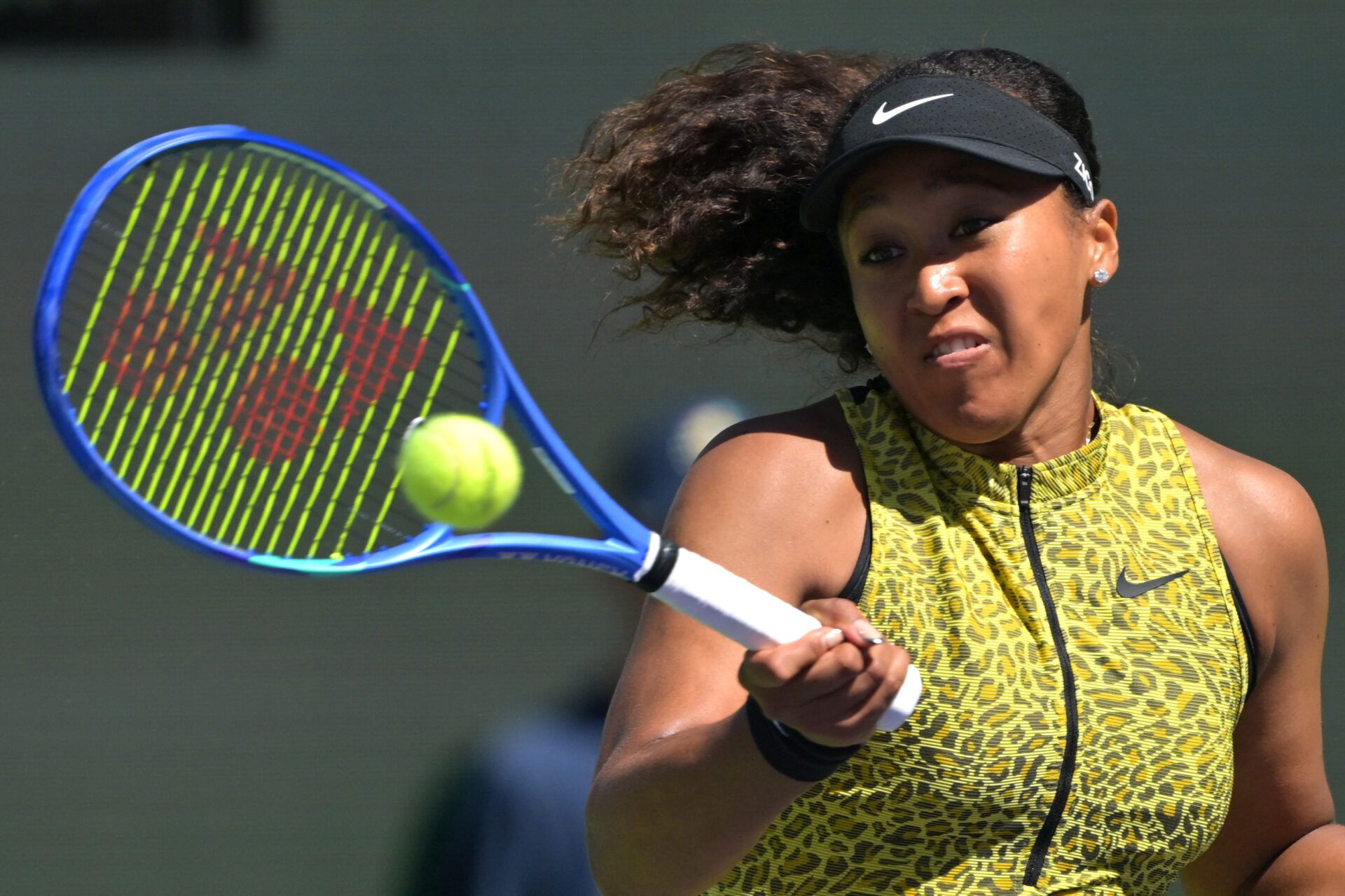 Naomi Osaka (JPN) during her fourth round match against Aryna Sabalenka (BEL) in the BNP Paribas Open at the Indian Wells Tennis Garden.