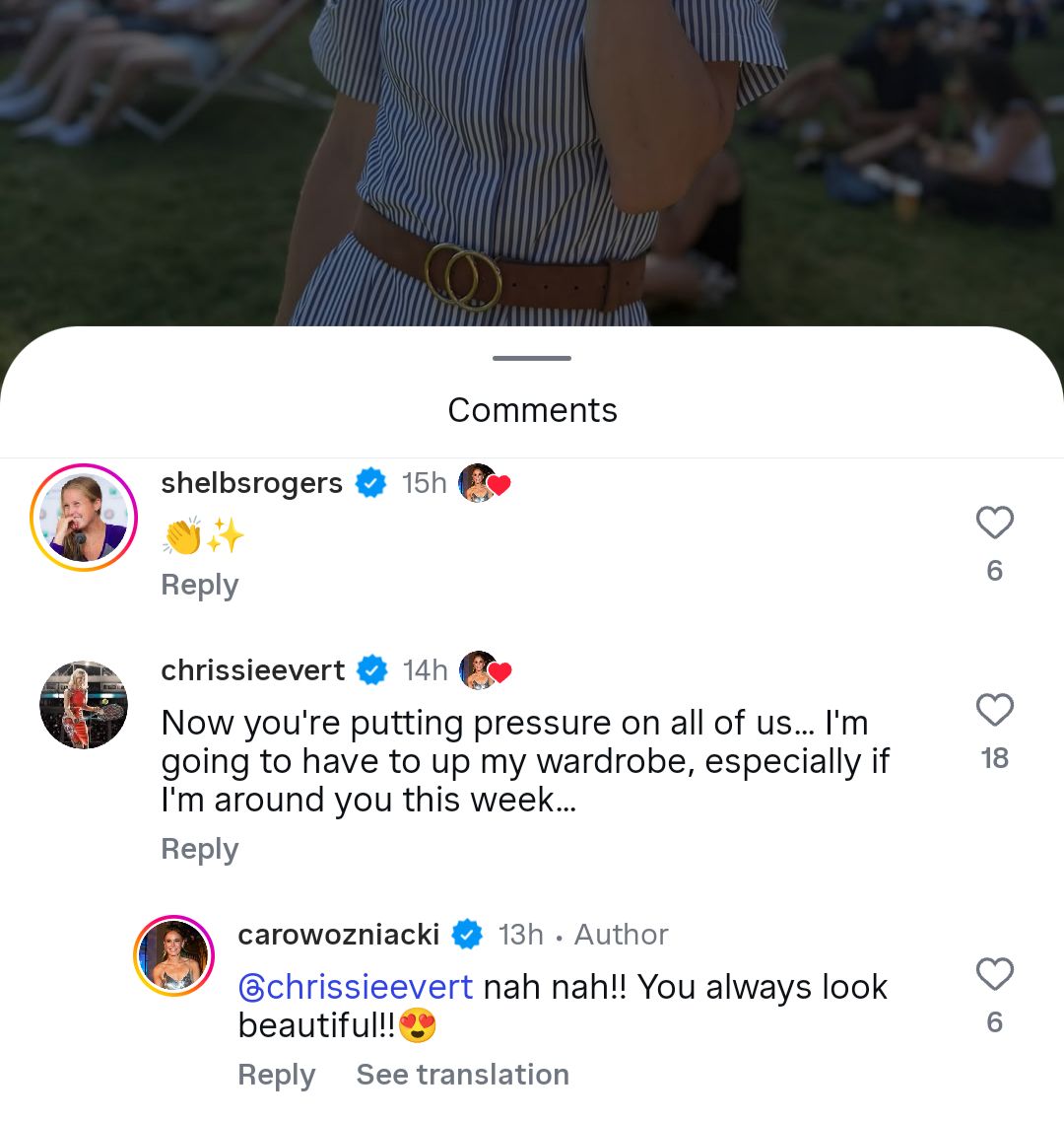 Comments on Caroline Wozniacki's Instagram Post