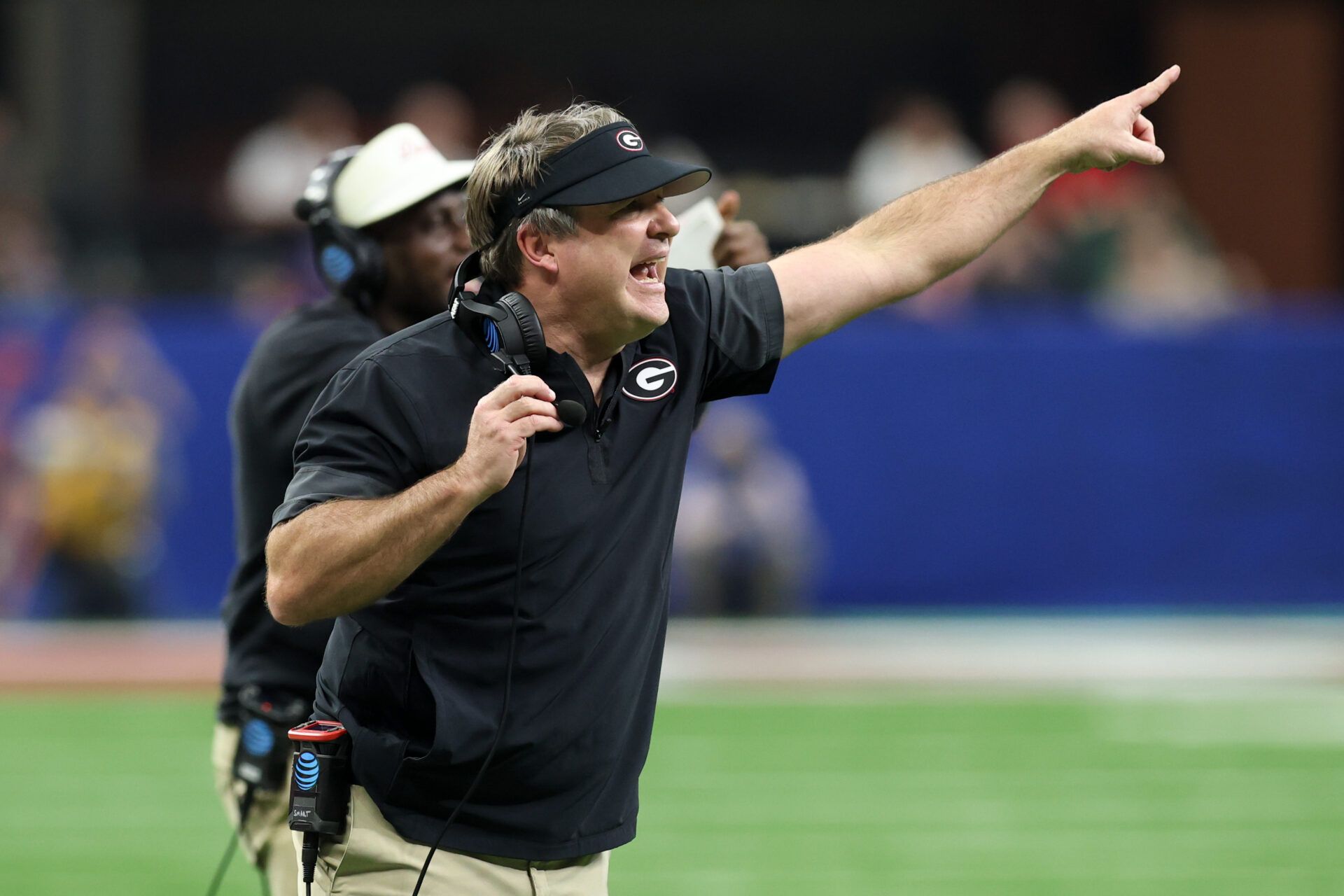 Georgia Bulldogs head coach Kirby Smart reacts after a play against the Mississippi Rebels in the third quarter during the 2026 Sugar Bowl and quarterfinal game of the College Football Playoff at Caesars Superdome.