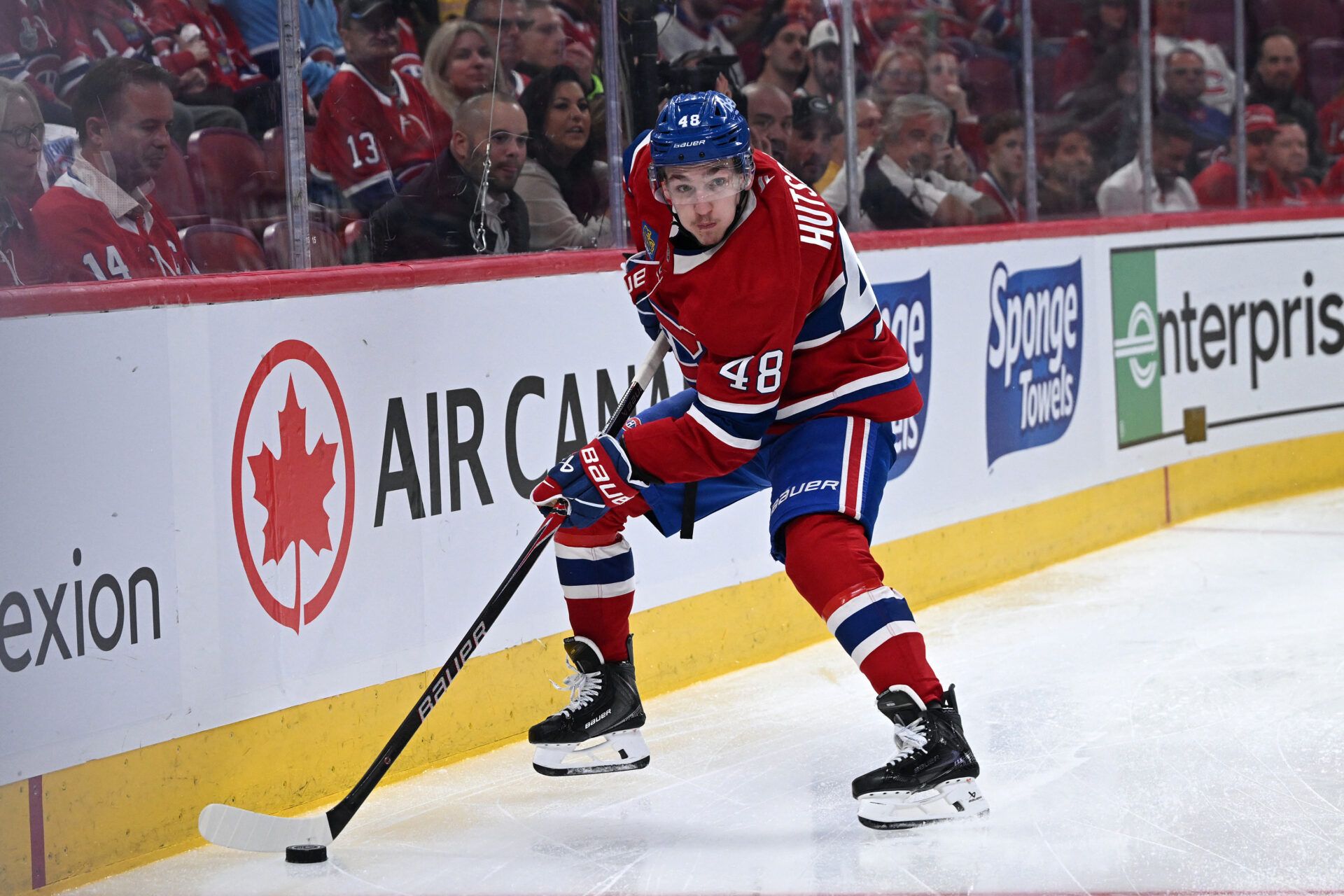 Montreal Canadiens defenseman Lane Hutson (48) at Bell Centre.