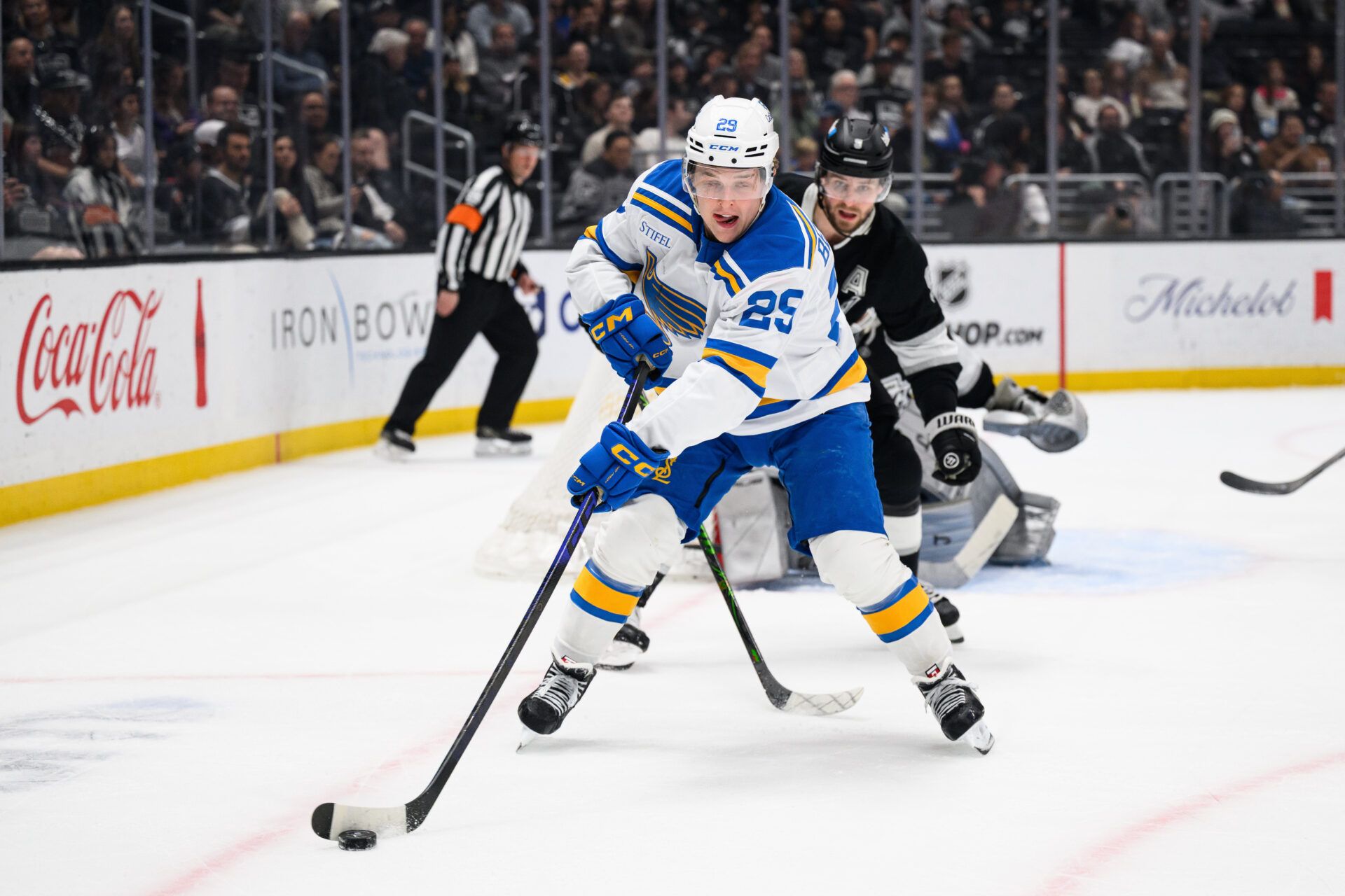 St. Louis Blues right wing Jordan Kyrou (25) at Crypto.com Arena.