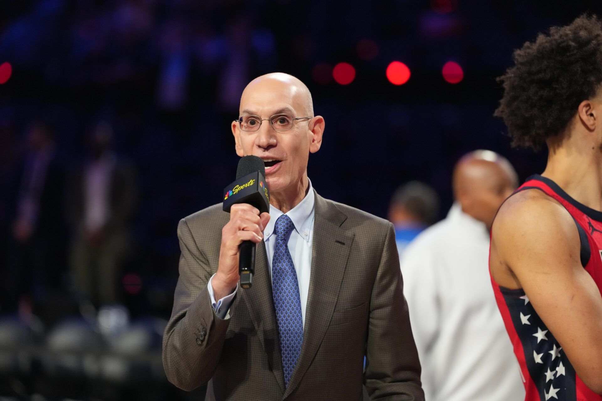 NBA commissioner Adam Silver speaks to media after the 75th NBA All Star Game at Intuit Dome.