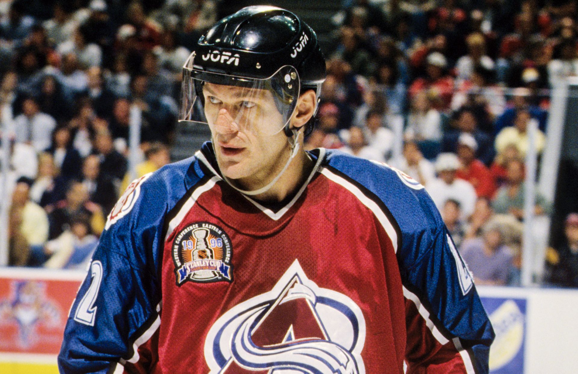 Late Claude Lemieux on the ice during the 1996 Stanley Cup Finals at Miami Arena.