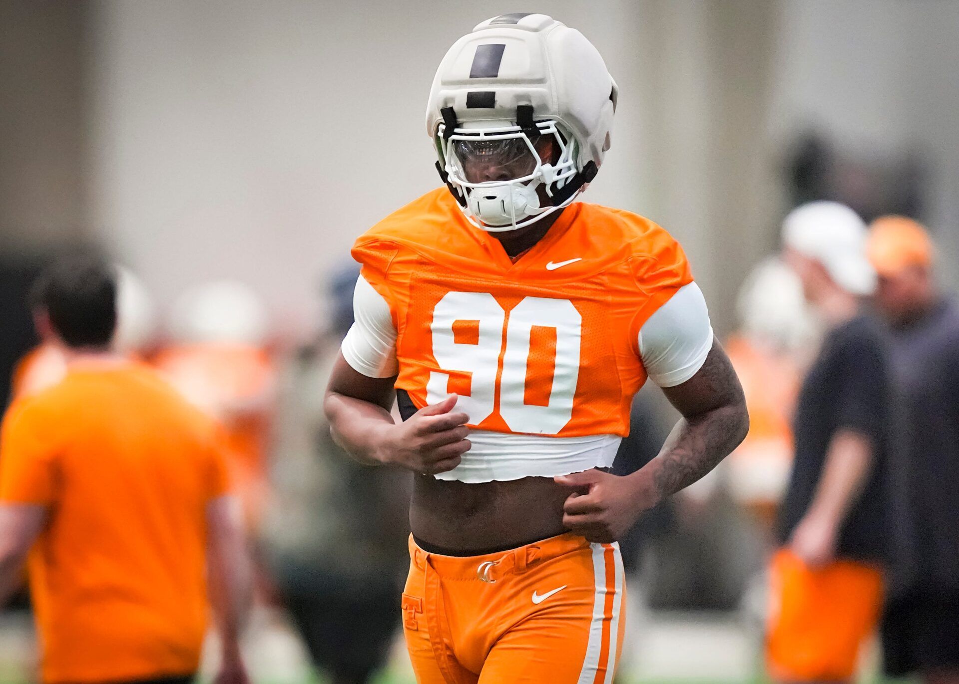 Tennessee defensive lineman Chaz Coleman (90) during the Vols' first spring football practice in Knoxville on March 16, 2026.