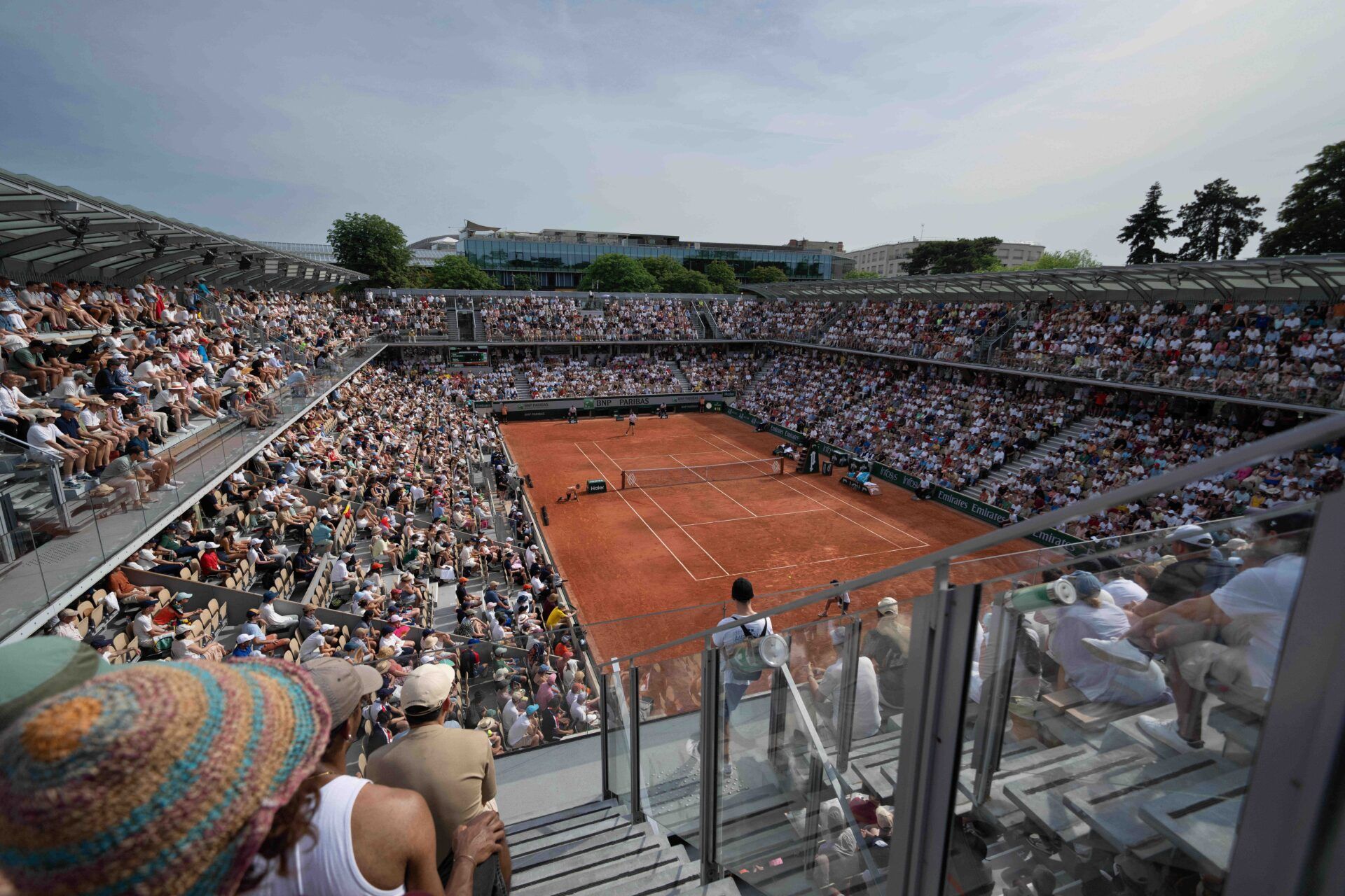 General view of Court Simonne-Mathieu during the Rafael Jodar of Spain and Alex Michelsen of the United States match on day six at Stade Roland Garros.