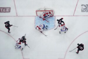 Montreal Canadiens goaltender Jakub Dobes (75) at Lenovo Center. 