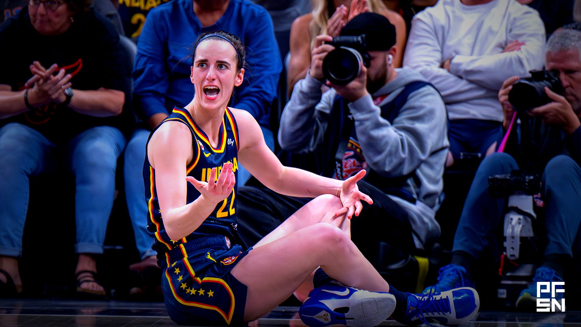 Indiana Fever guard Caitlin Clark (22) reacts during the second half of an WNBA basketball game against the Seattle Storm, Sunday, May 17, 2026, at Gainbridge Fieldhouse.
Doug McSchooler/Special to IndyStar / USA TODAY NETWORK via Imagn Images