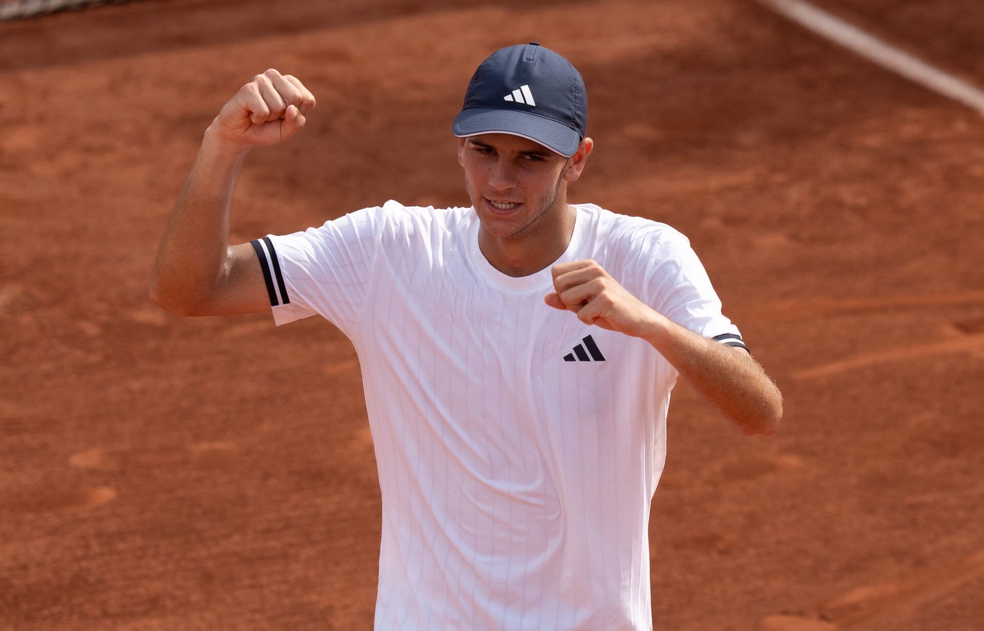 Rafael Jodar of Spain celebrates winning his match against Alex Michelsen of the United States on day six at Stade Roland Garros.
