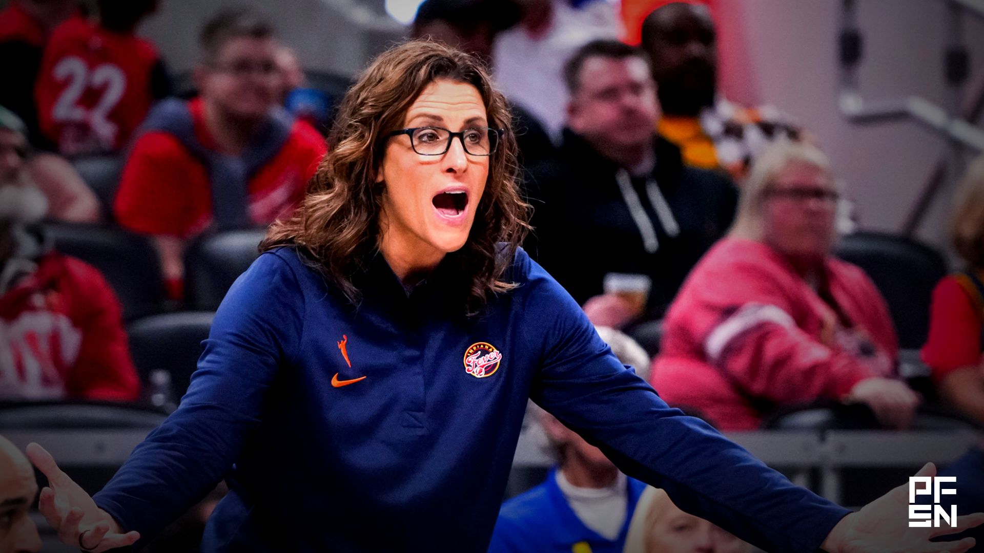 Indiana Fever head coach Stephanie White calls out to her team Thursday, April 30, 2026, during the first half of a preseason game between the Indiana Fever and the Dallas Wings at Gainbridge Fieldhouse in Indianapolis.
Grace Smith/IndyStar / USA TODAY NETWORK via Imagn Images