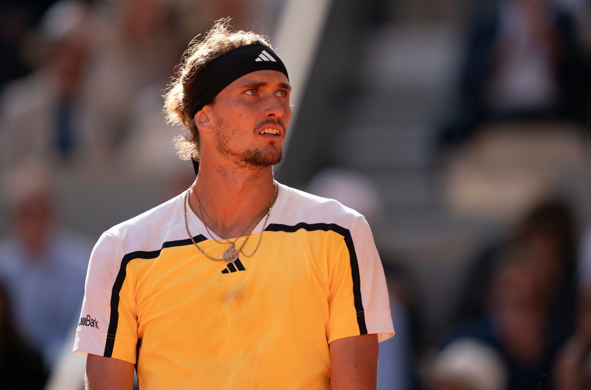 Alexander Zverev of Germany  during the menÕs final match against Carlos Alcaraz of Spain on day 15 of Roland Garros at Stade Roland Garros.