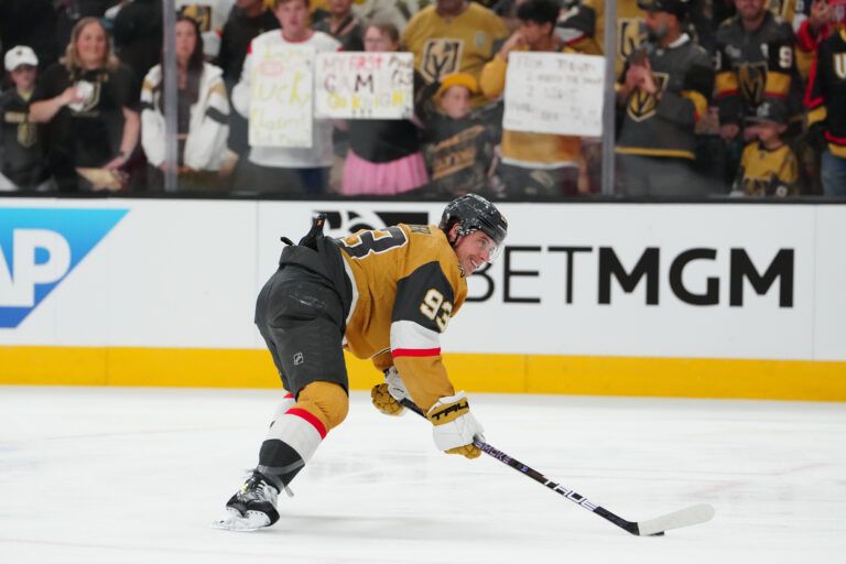 Vegas Golden Knights right wing Mitch Marner (93) at T-Mobile Arena.