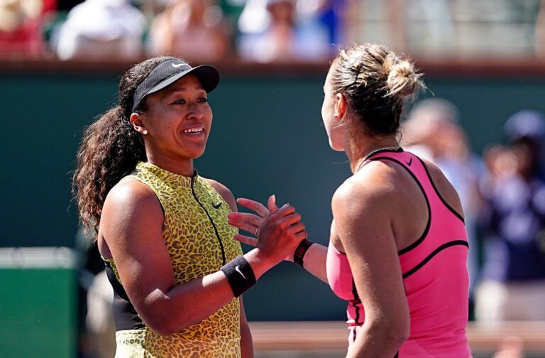 Aryna Sabalenka defeated Naomi Osaka 6-2, 6-4 in their BNP Paribas Open fourth-round match in Indian Wells, Calif., on Tuesday, March 10, 2026.