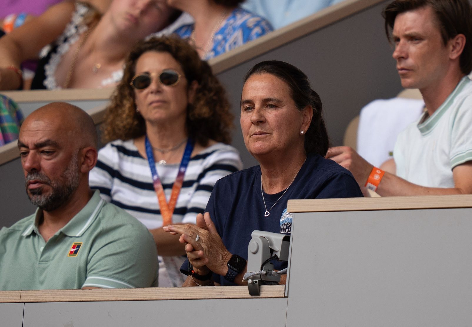 Conchita Martinez in attendance for the Mira Andreeva and Marie Bouzkova of the Czech Republic match on day six at Stade Roland Garros.