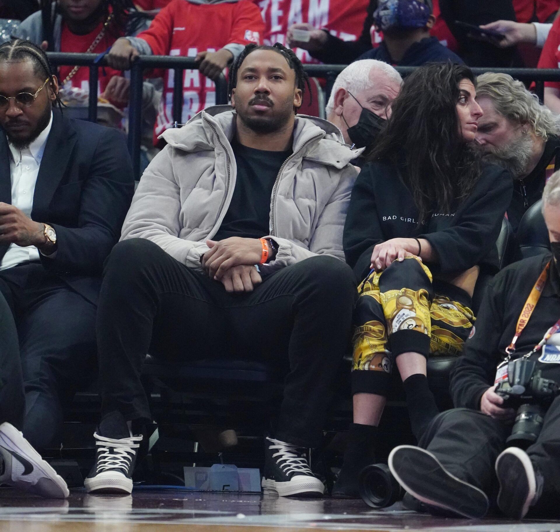 Cleveland Browns player Myles Garrett in attendance during the 2022 NBA All-Star Game at Rocket Mortgage FieldHouse.