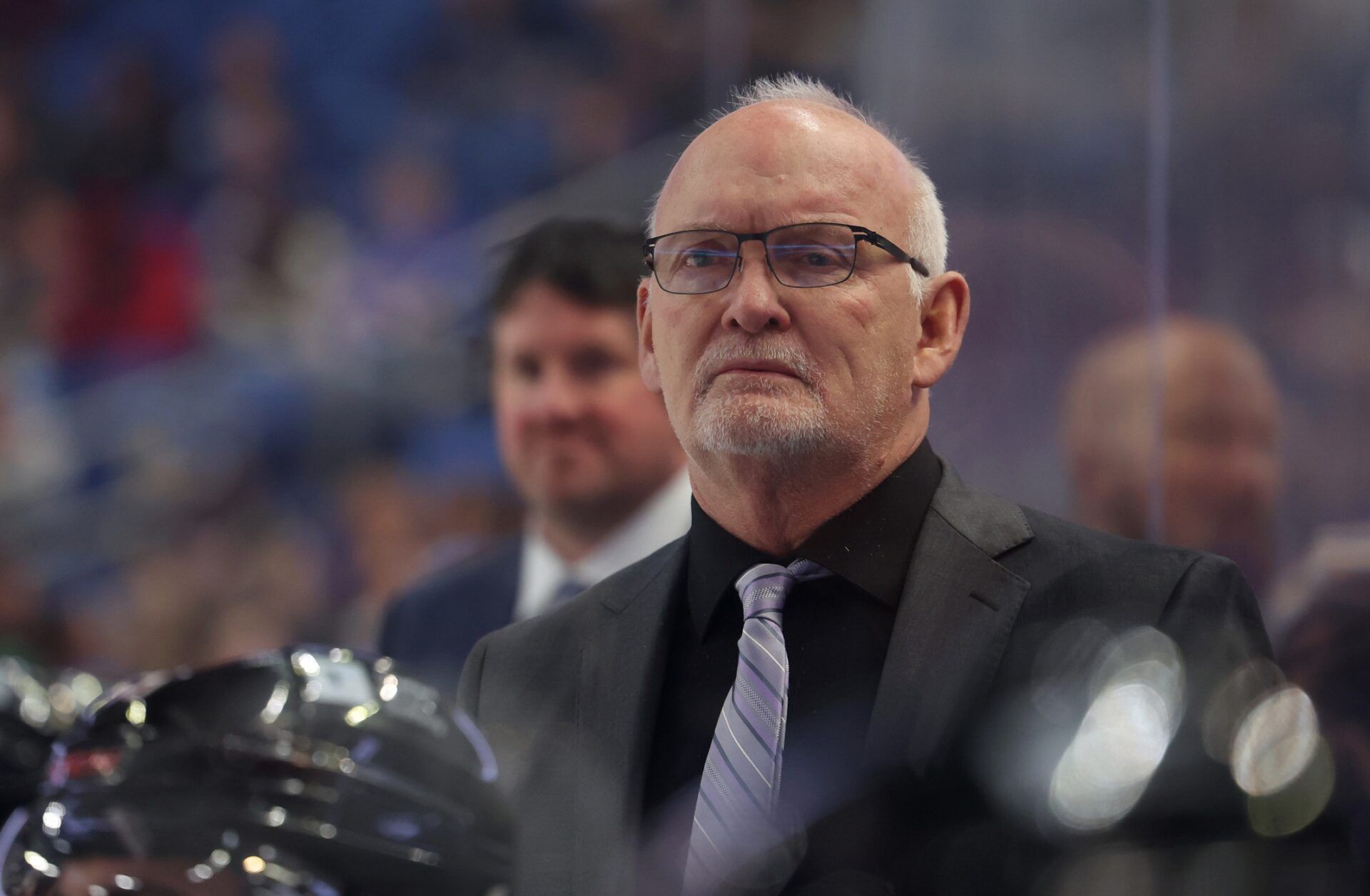 Buffalo Sabres head coach Lindy Ruff watches his team play during the first period against the Columbus Blue Jackets at KeyBank Center.