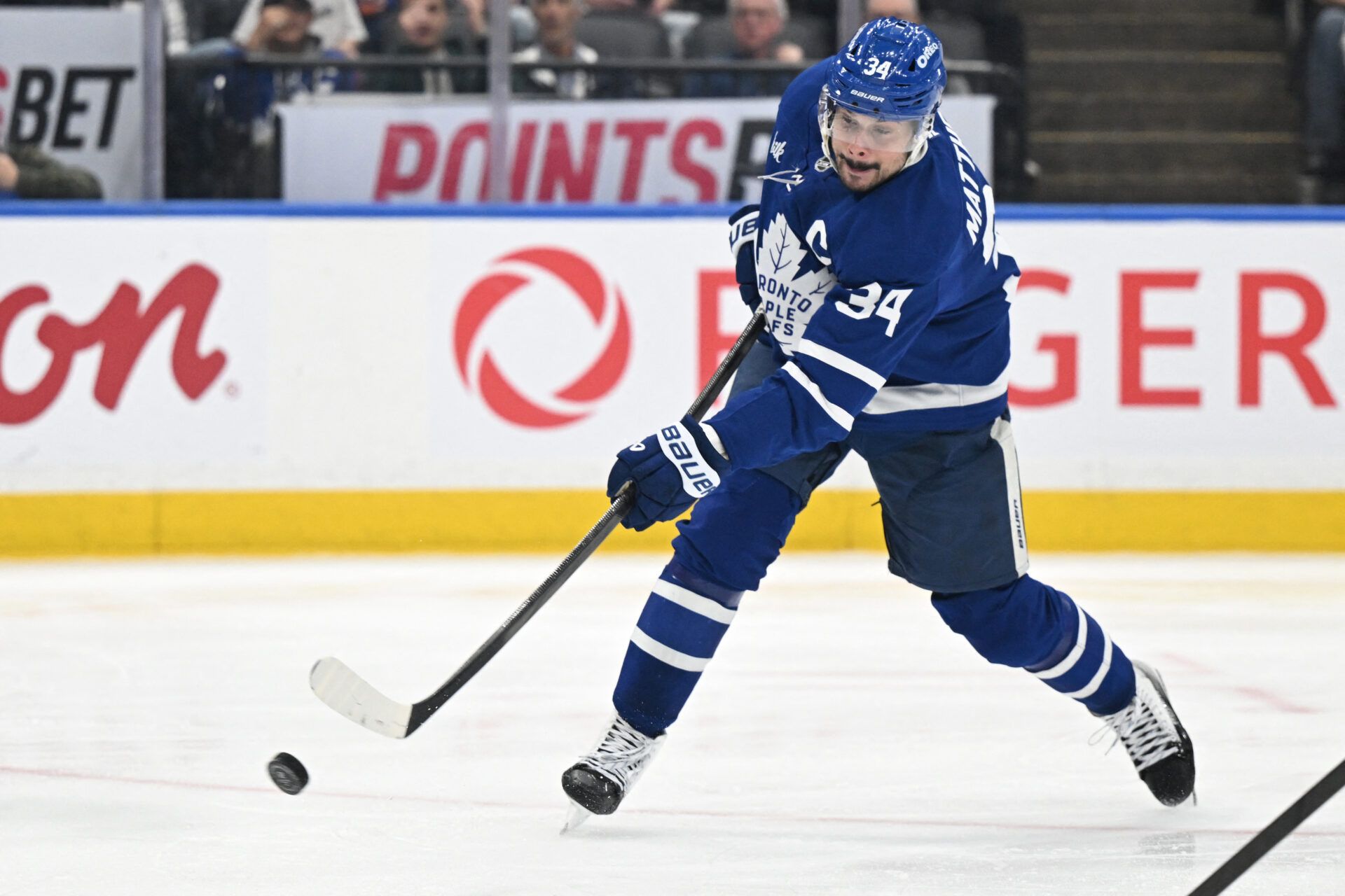 Toronto Maple Leafs forward Auston Matthews (34) at Scotiabank Arena.