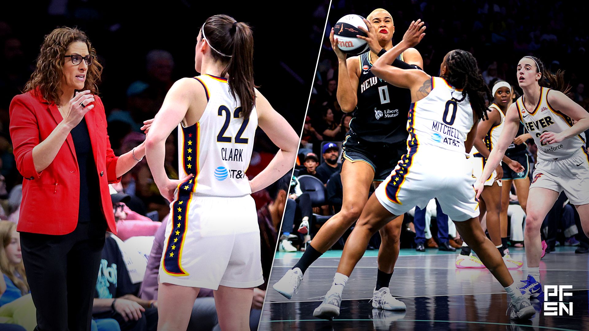 Collage featuring WNBA: Indiana Fever at New York Liberty and WNBA: Indiana Fever at New York Liberty.
Wendell Cruz-Imagn Images