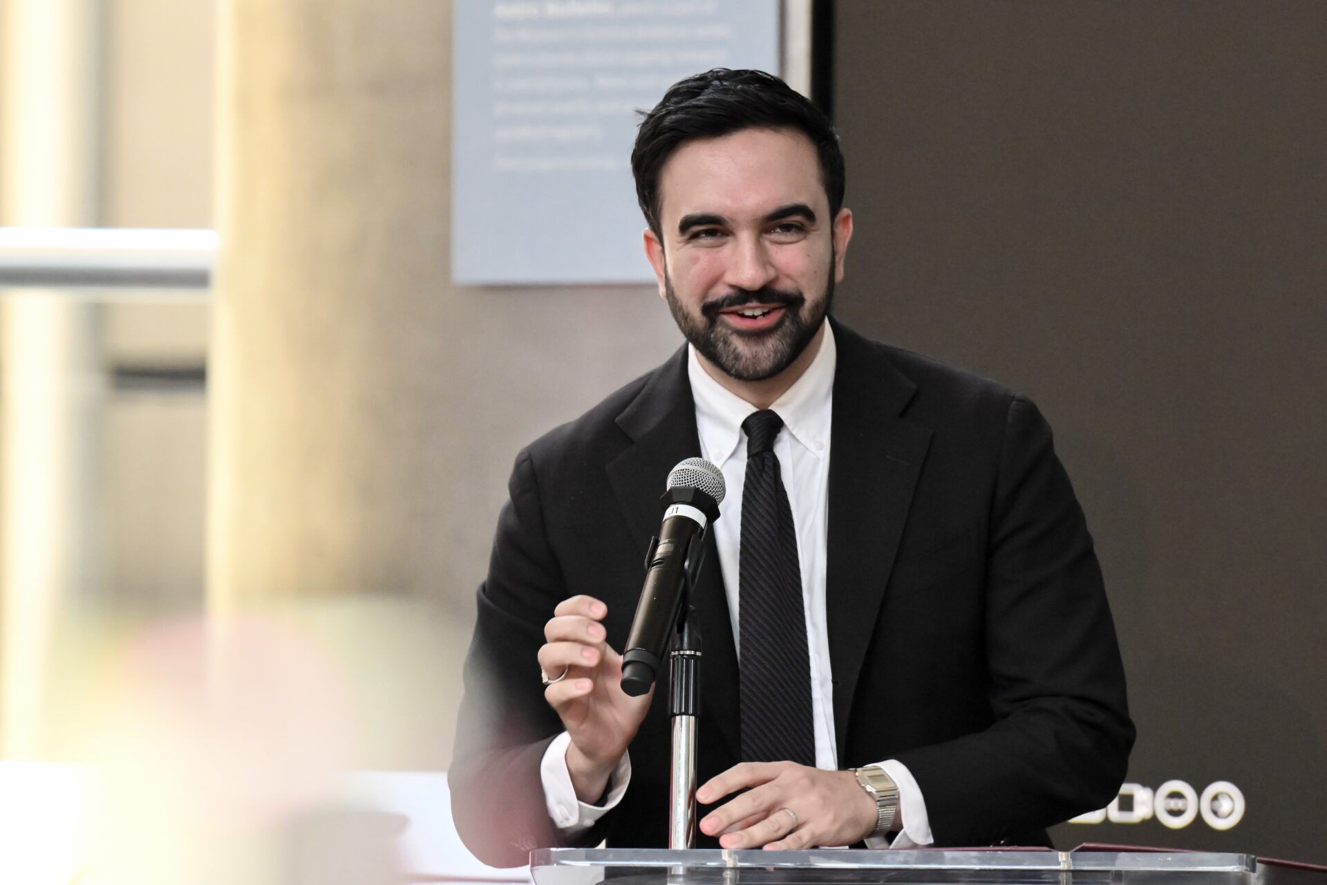 New York City mayor Zohran Mamdani speaks during an event for the FIFA World Cup Trophy Tour at American Museum of Natural History.