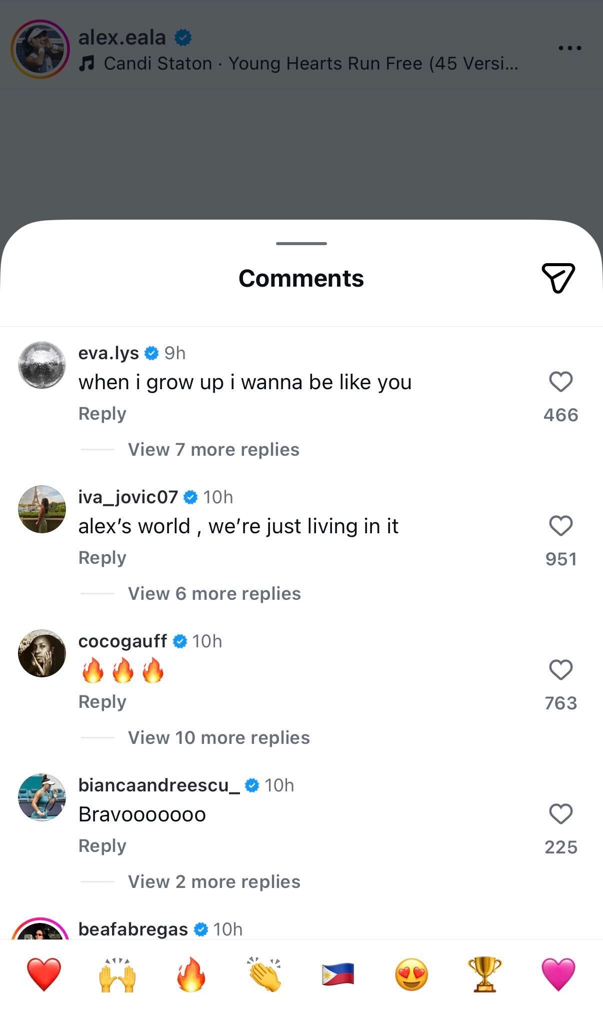 Comments on Alexandra Eala's Instagram Post