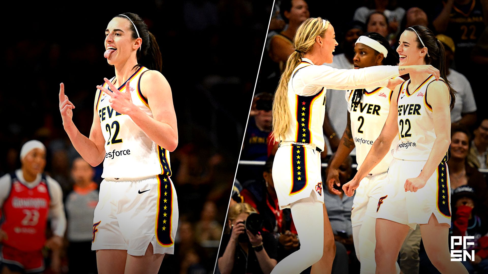 Collage featuring WNBA: Indiana Fever at Washington Mystics and WNBA: Indiana Fever at Washington Mystics.
Rafael Suanes-Imagn Images