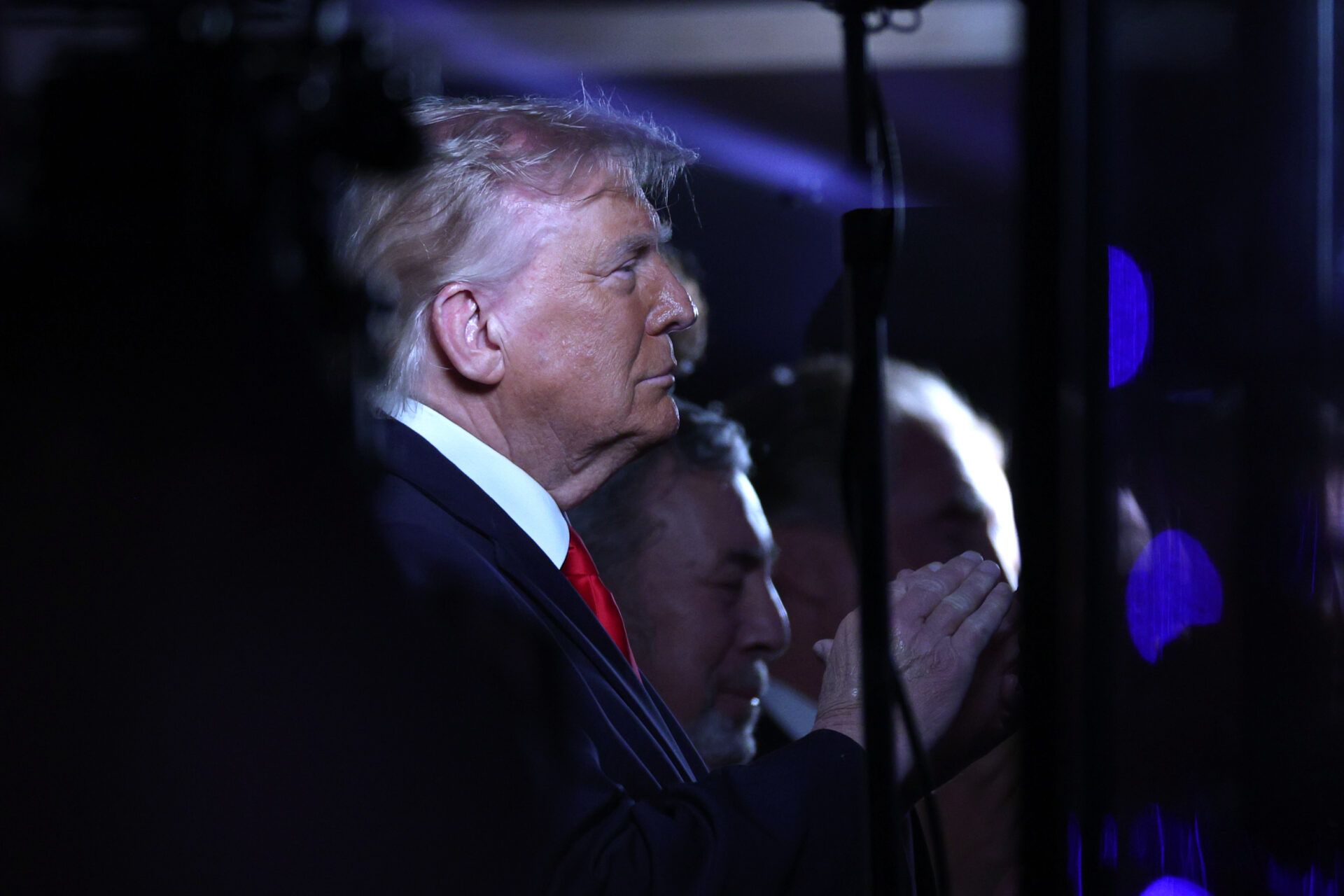United States president Donald Trump looks on before game three of the 2026 NBA Finals between the New York Knicks and the San Antonio Spurs at Madison Square Garden.