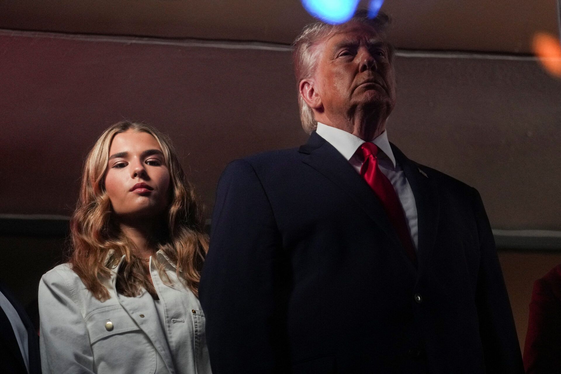 [US, Mexico & Canada customers only] Jun 8, 2026; New York, New York, USA; U.S. President Donald Trump attends during game three of the 2026 NBA Finals at Madison Square Garden.