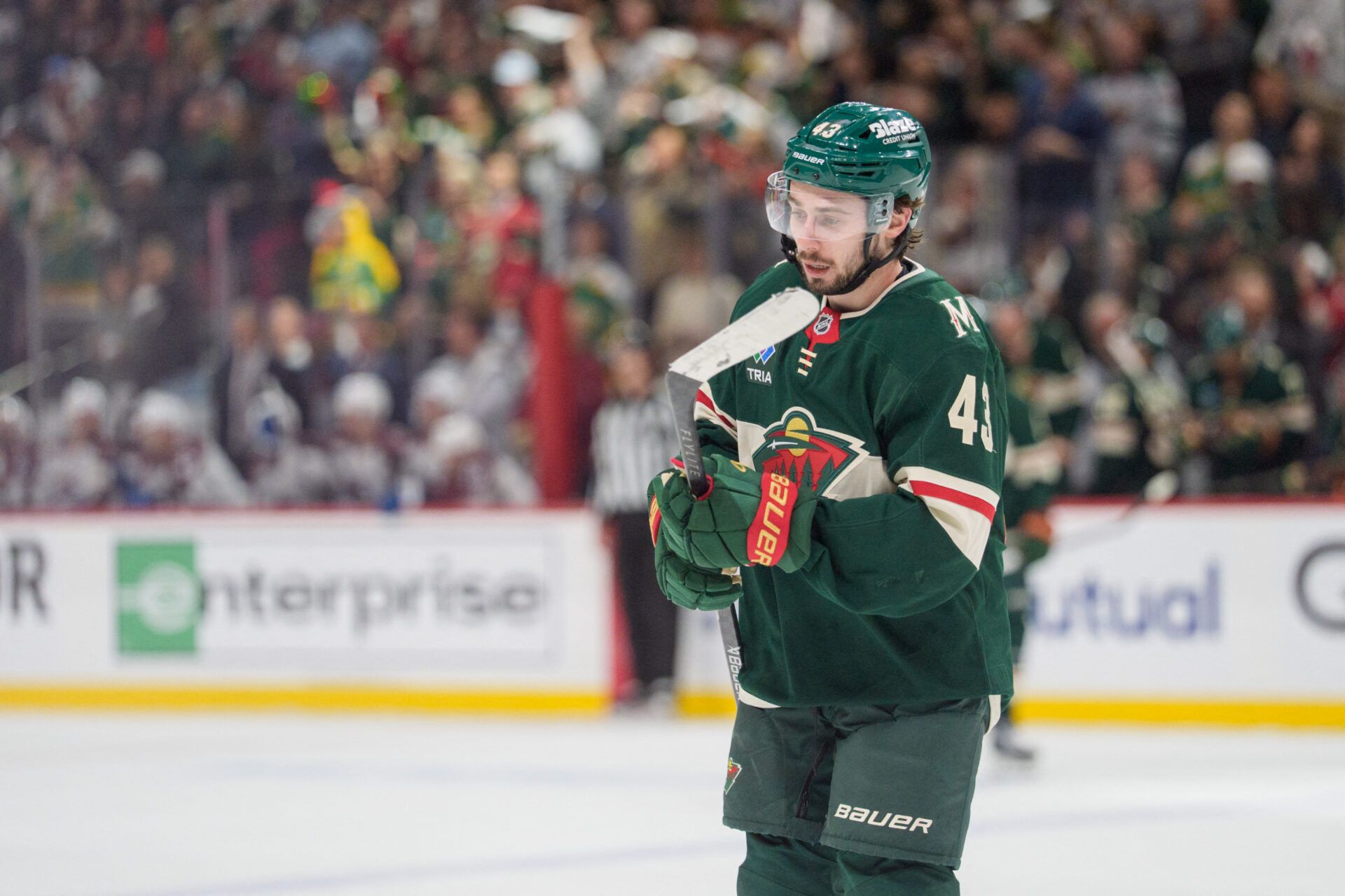 Minnesota Wild defenseman Quinn Hughes (43) at Grand Casino Arena.