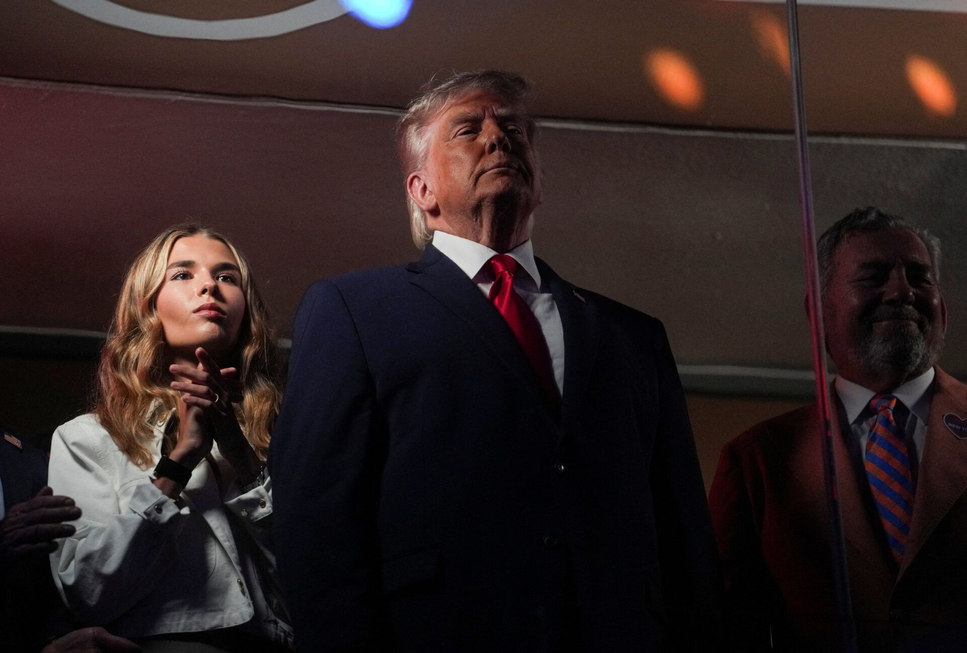 [US, Mexico & Canada customers only] Jun 8, 2026; New York, New York, USA; U.S. President Donald Trump attends during game three of the 2026 NBA Finals at Madison Square Garden.