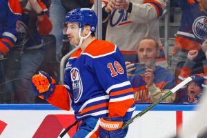 Edmonton Oilers forward Zach Hyman (18) at Rogers Place.