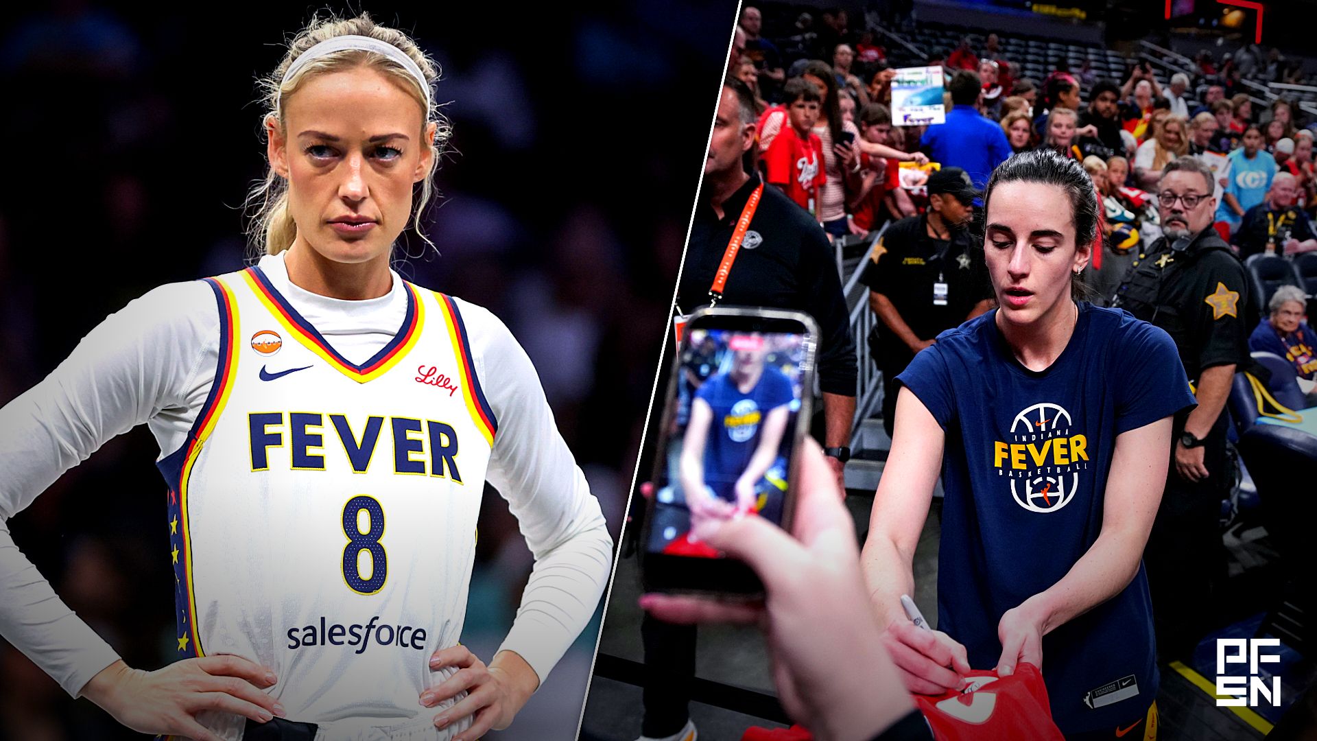 Collage featuring WNBA: Indiana Fever at New York Liberty and Syndication: The Indianapolis Star.
Wendell Cruz-Imagn Images / Grace Smith/IndyStar / USA TODAY NETWORK via Imagn Images