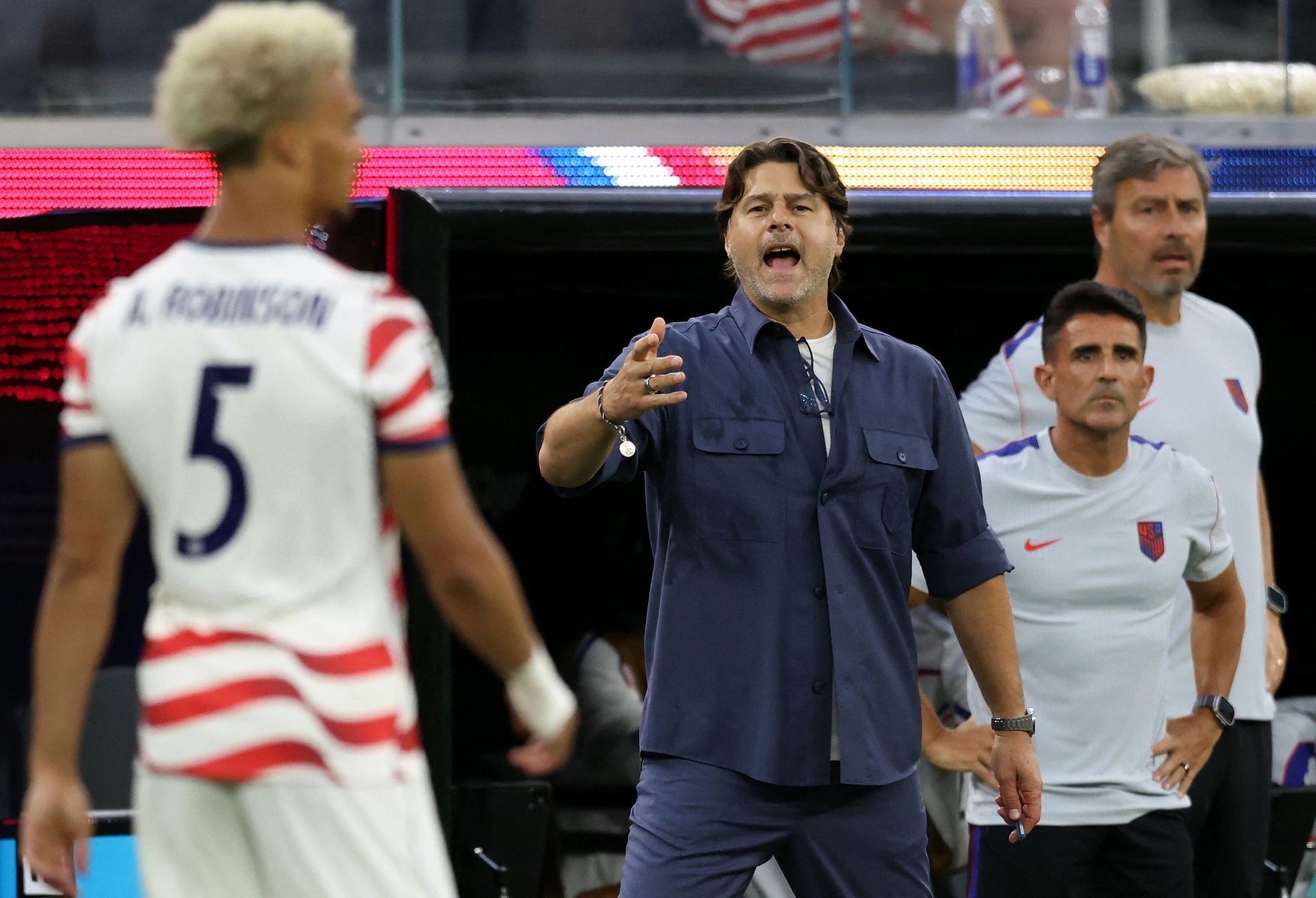 U.S. coach Mauricio Pochettino reacts.