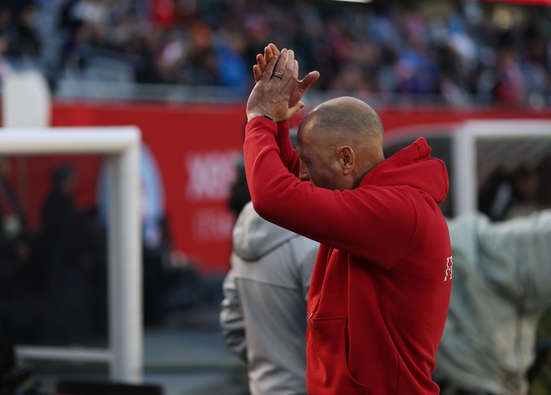 Chicago Fire FC head coach Gregg Berhalter claps towards the fans prior to a match against the FC Cincinnati at Soldier Field.