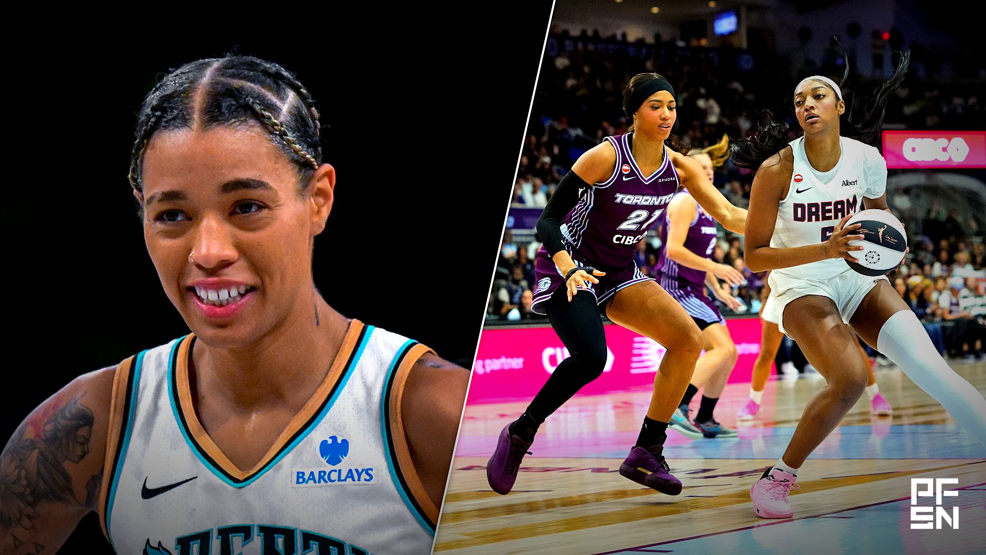 Collage featuring WNBA: Los Angeles Sparks at New York Liberty and WNBA: Atlanta Dream at Toronto Tempo.
John Jones-Imagn Images / Kevin Sousa-Imagn Images