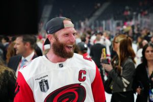Carolina Hurricanes center Jordan Staal (11) at T-Mobile Arena.