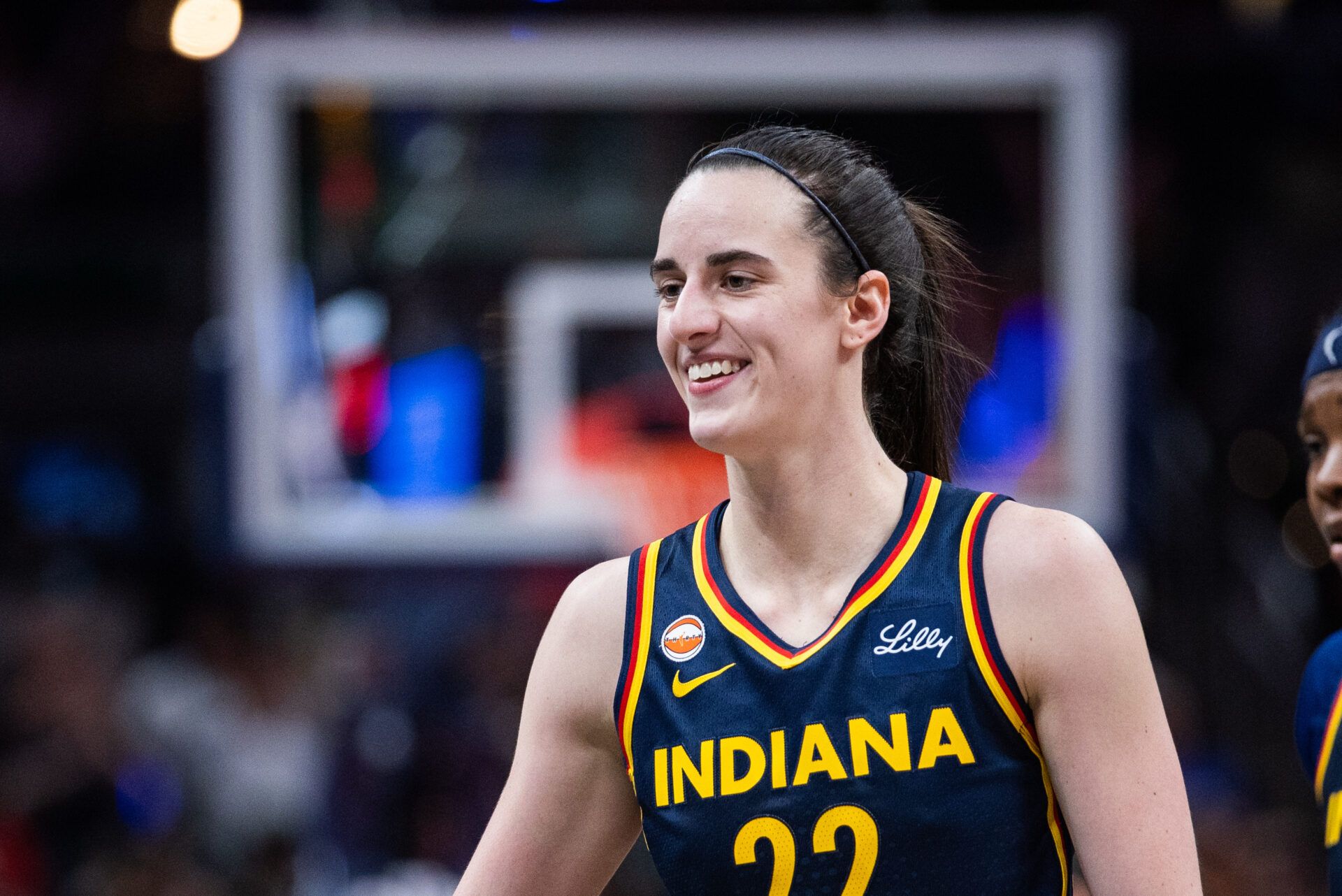 Indiana Fever guard Caitlin Clark (22) in the second half against the Chicago Sky at Gainbridge Fieldhouse.