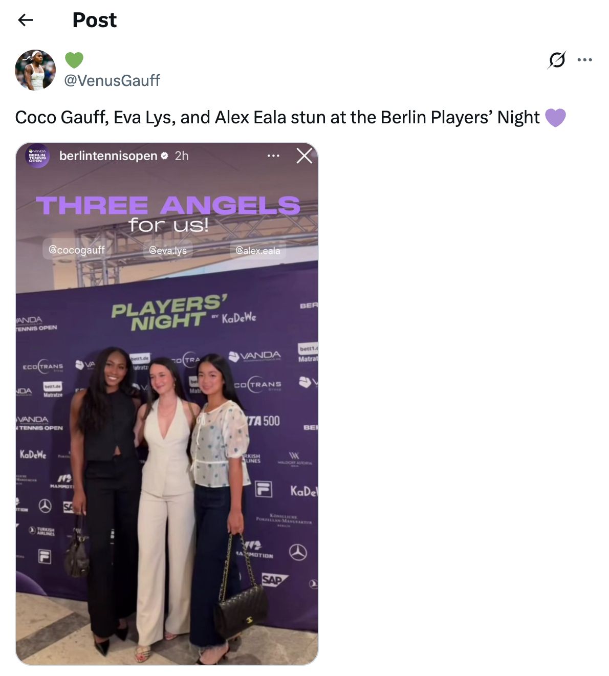 Coco Gauff, Eva Lys, and Alexandra Eala at the Berlin Open Players' Party
