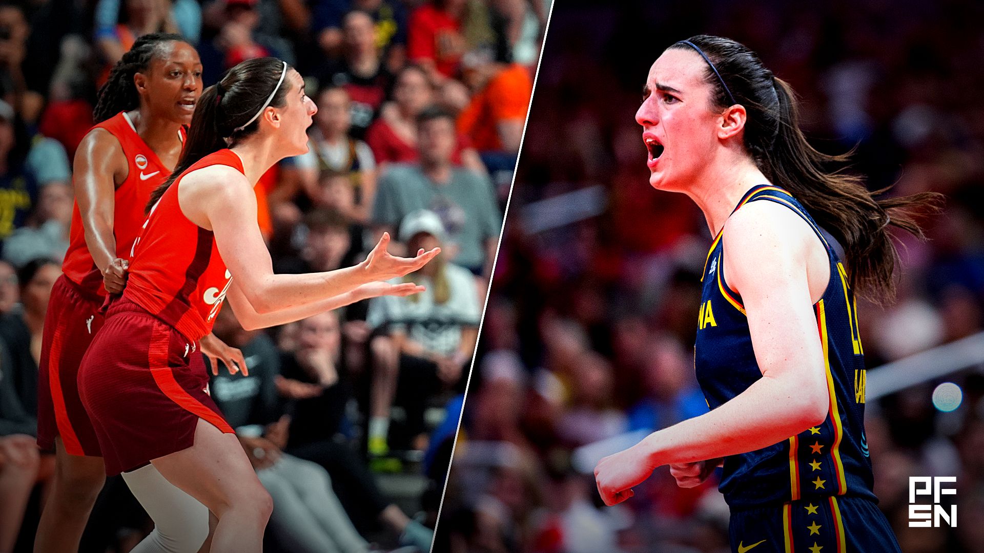 Collage featuring WNBA: Indiana Fever at Connecticut Sun and WNBA: Chicago Sky at Indiana Fever.
Gregory Fisher-Imagn Images / Trevor Ruszkowski-Imagn Images