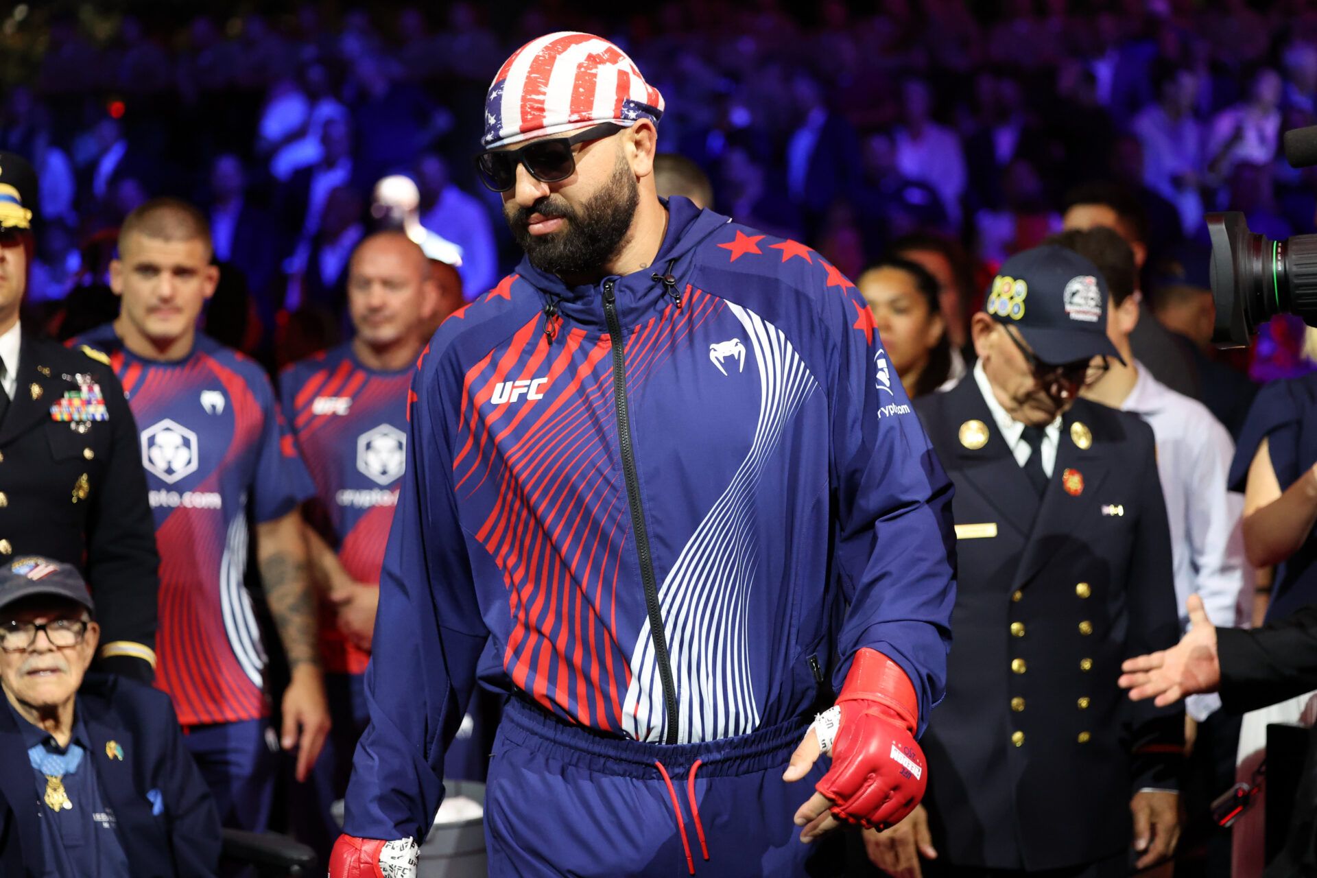 Josh Hokit walks out prior to his fight against Derrick Lewis during UFC Freedom 250 at White House South Lawn.