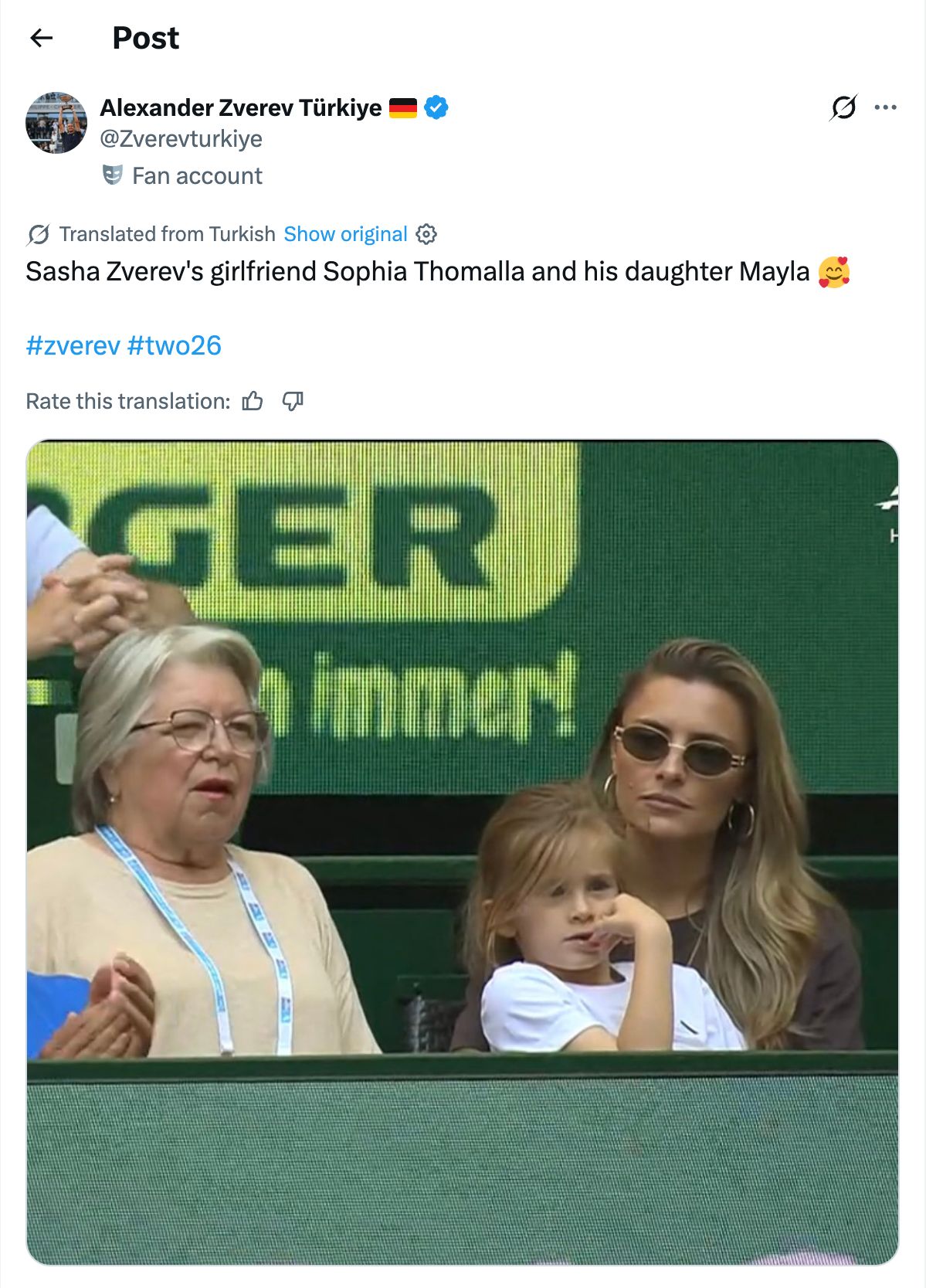 Alexander Zverev's Daughter and Girlfriend Attend His Halle Match