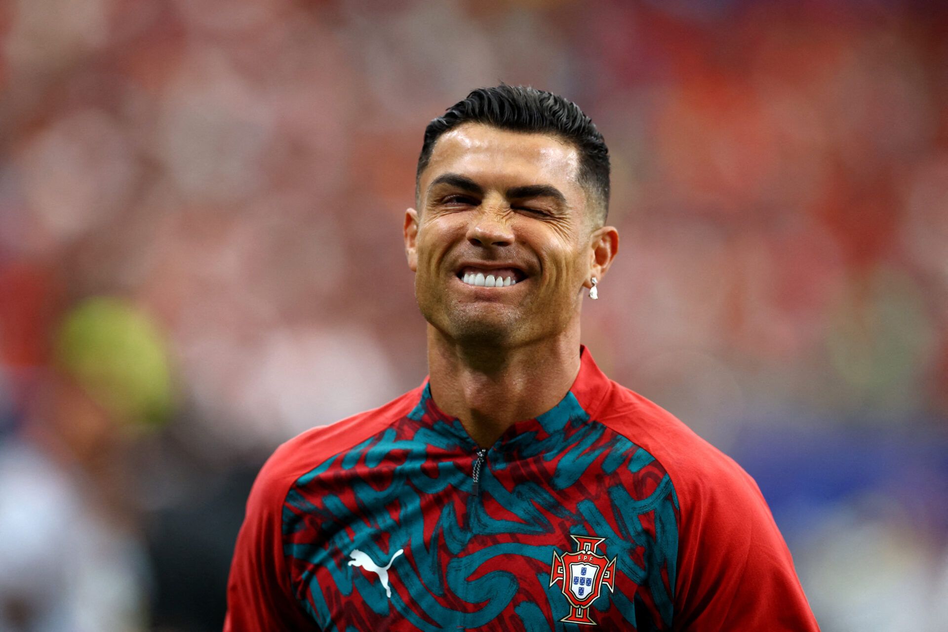Soccer Football - FIFA World Cup 2026 - Group K - Portugal v DR Congo - Houston Stadium, Houston, Texas, U.S. - June 17, 2026 Portugal's Cristiano Ronaldo winks during the warm up before the match REUTERS/Phil Noble     TPX IMAGES OF THE DAY