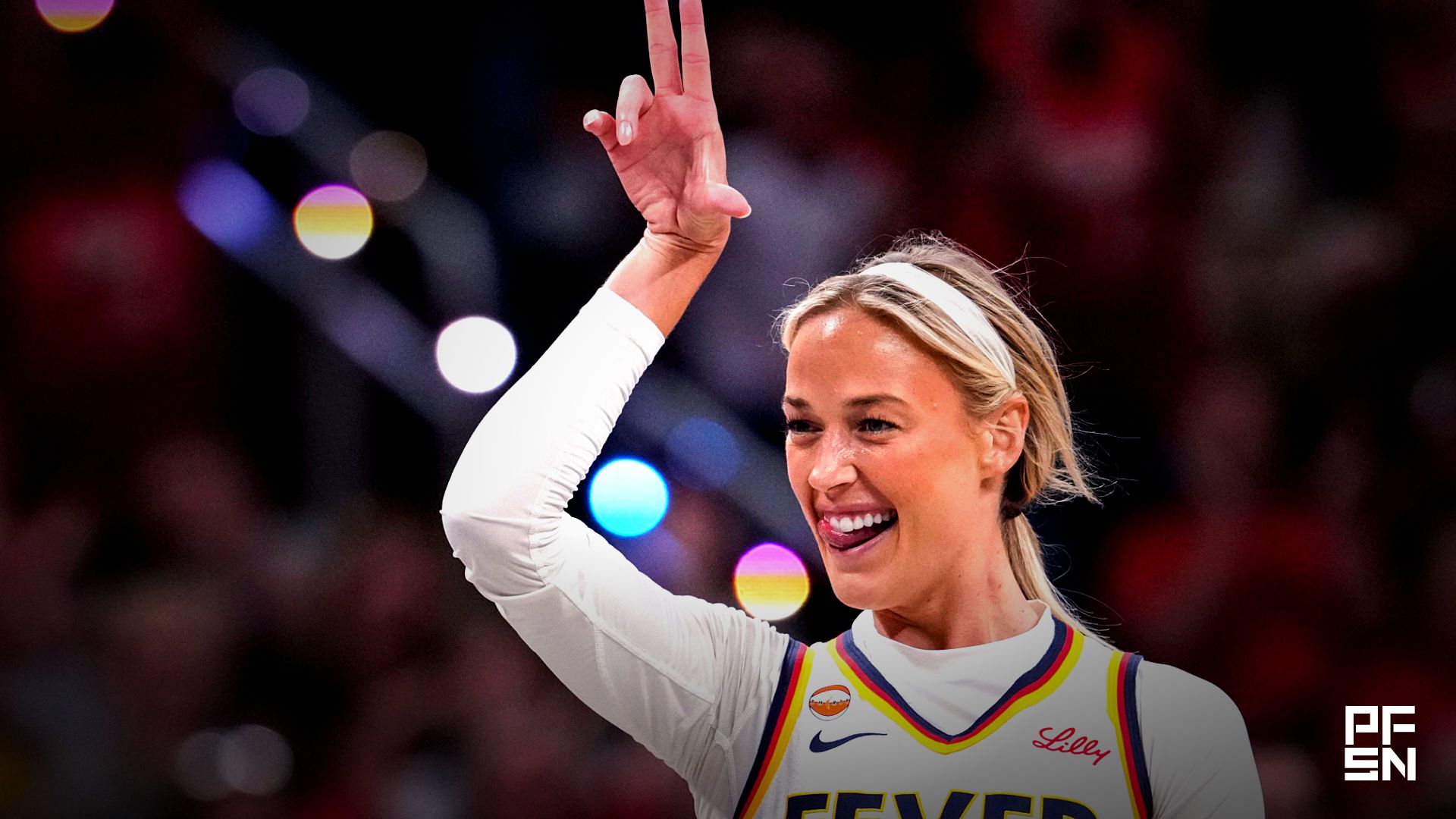 Indiana Fever guard Sophie Cunningham (8) celebrates a 3-pointer Tuesday, June 16, 2026, during the first half of a game at Gainbridge Fieldhouse in Indianapolis.
Grace Smith/IndyStar / USA TODAY NETWORK via Imagn Images