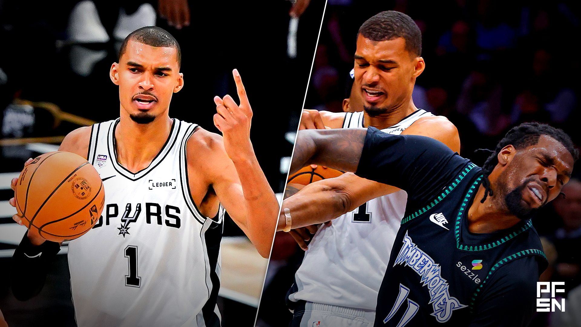 Collage featuring NBA: Finals-New York Knicks at San Antonio Spurs and NBA: Playoffs-San Antonio Spurs at Minnesota Timberwolves.
Dustin Safranek-Imagn Images / Bruce Kluckhohn-Imagn Images