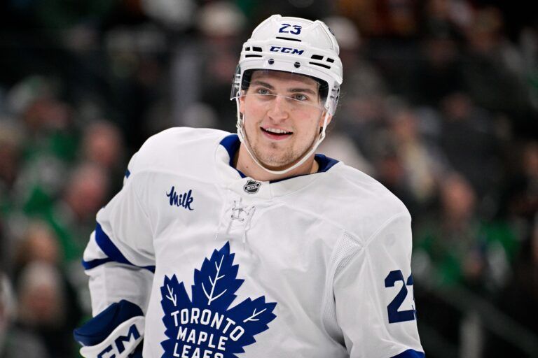 Toronto Maple Leafs left wing Matthew Knies at the American Airlines Center.
